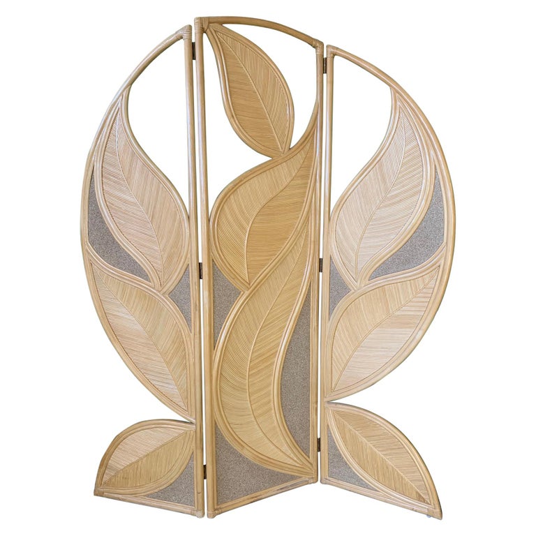 Tropical Rattan Room Divider Folding Screen at 1stDibs