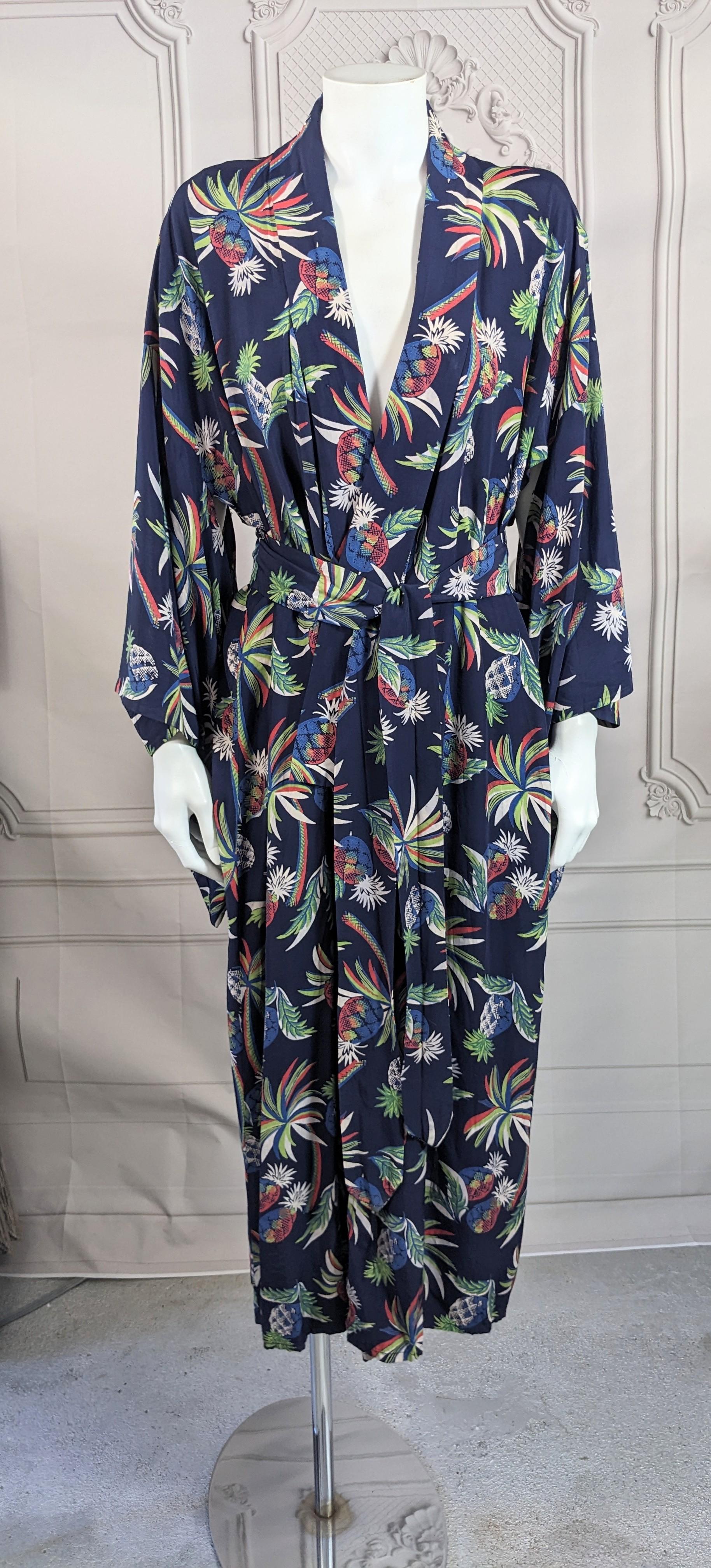 Tropical Rayon Print Kimono, 1940s For Sale 1