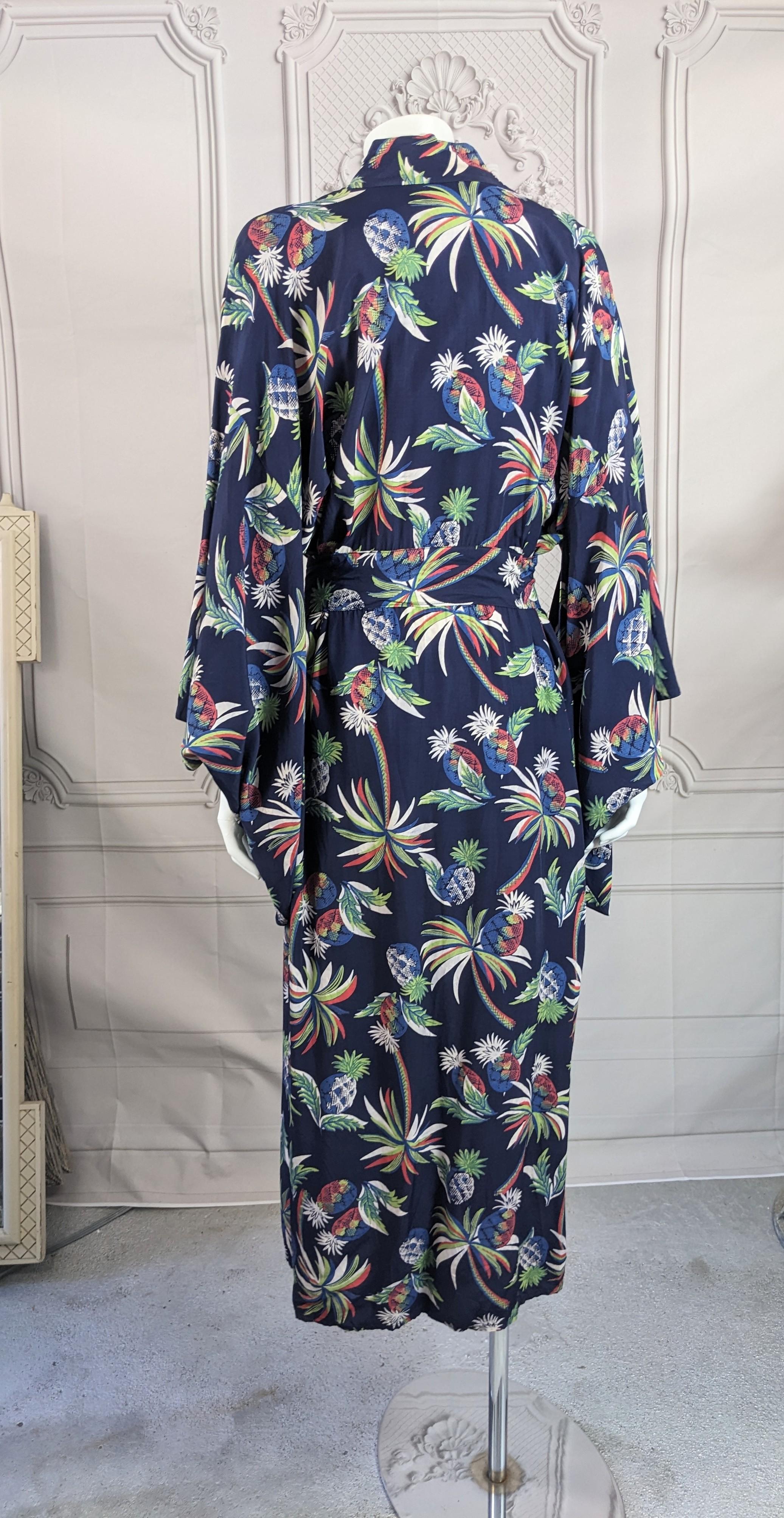 Tropical Rayon Print Kimono, 1940s For Sale 4