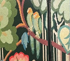 "Tropical Scene in Green and Blue", Stunning Art Deco Folding Screen w/ Birds