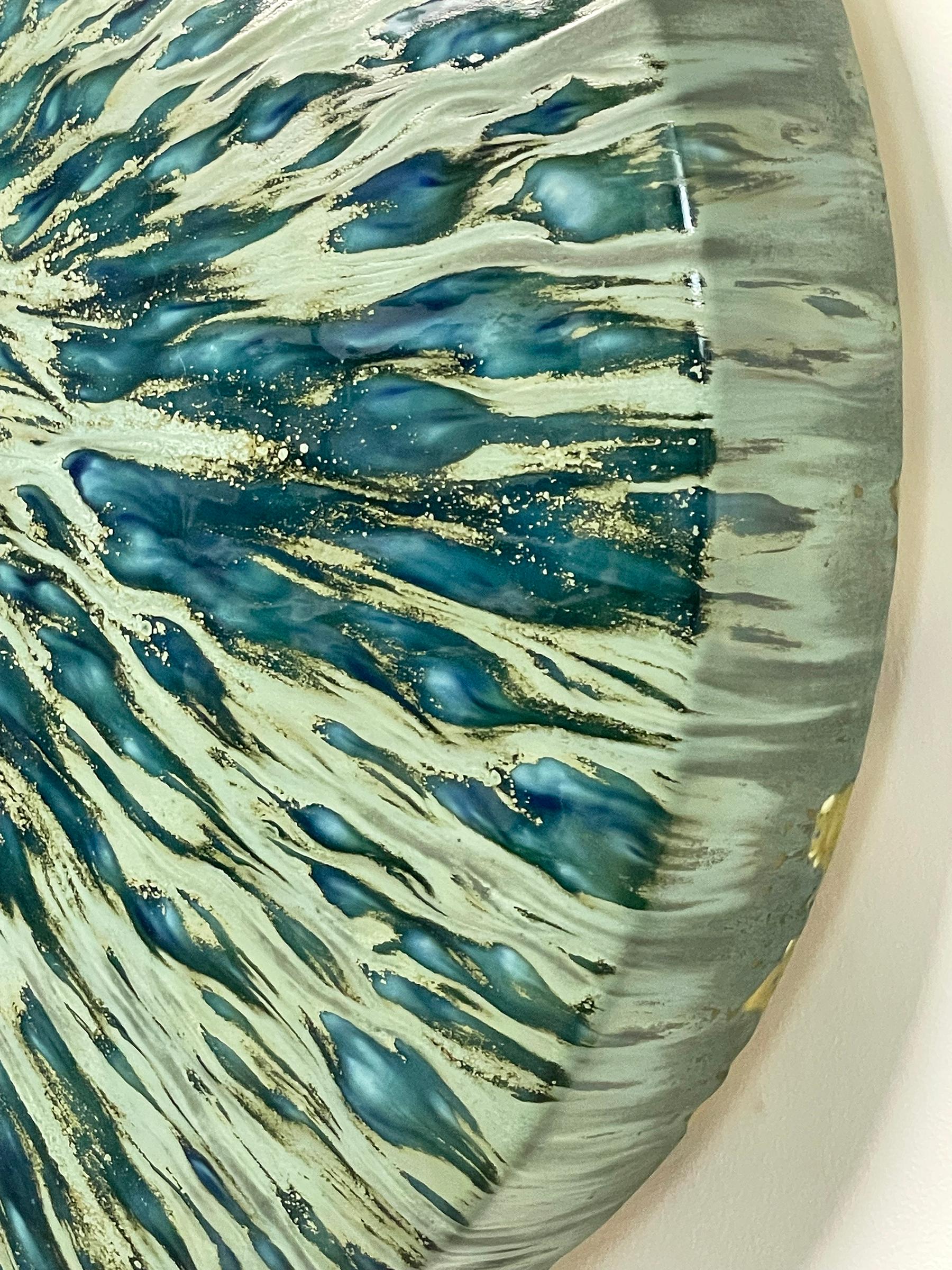 Glazed Tropical Splash- Ceramic Wall Sculpture by William Edwards For Sale