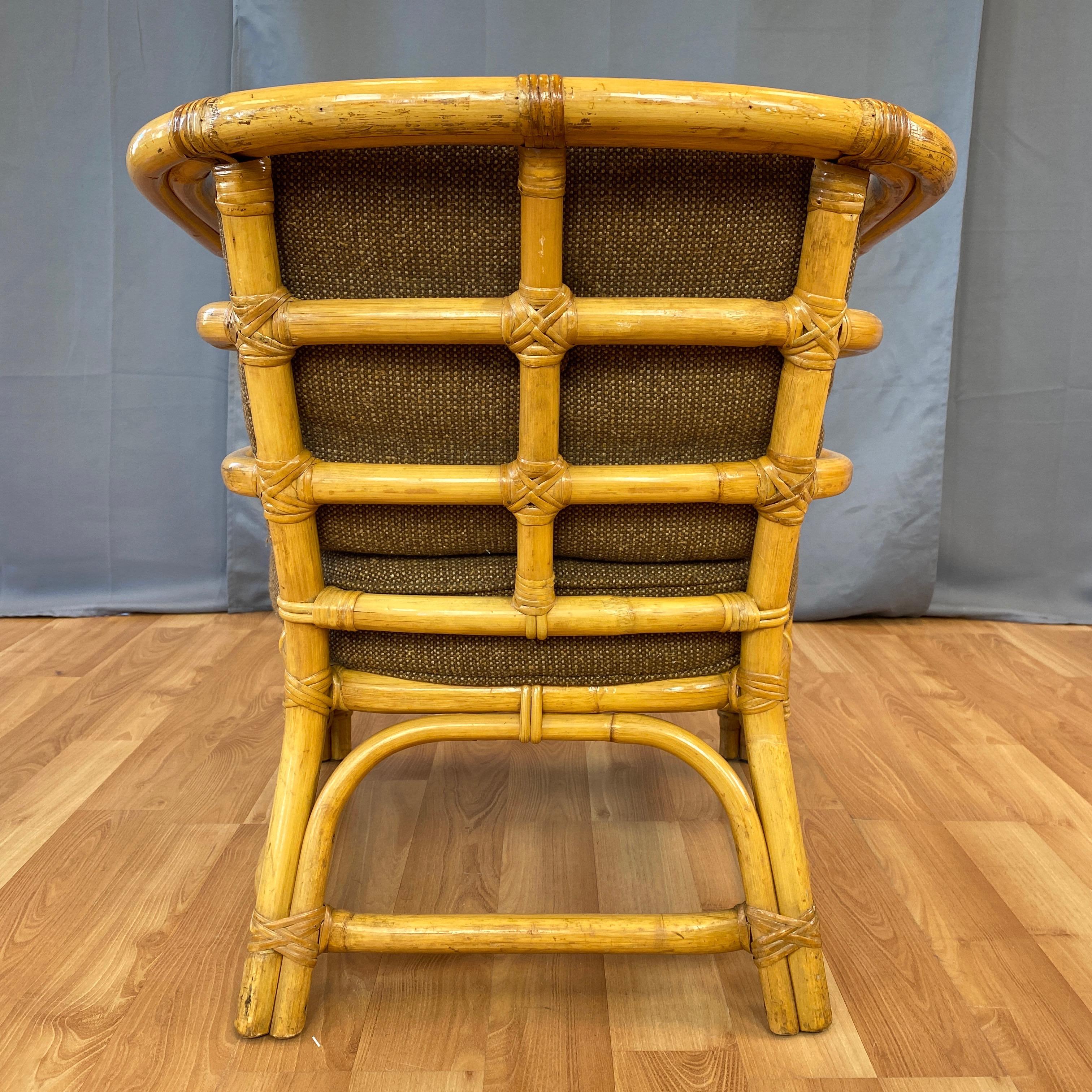 Art Deco Tropical Sun Co. Rattan Armchair, 1940s