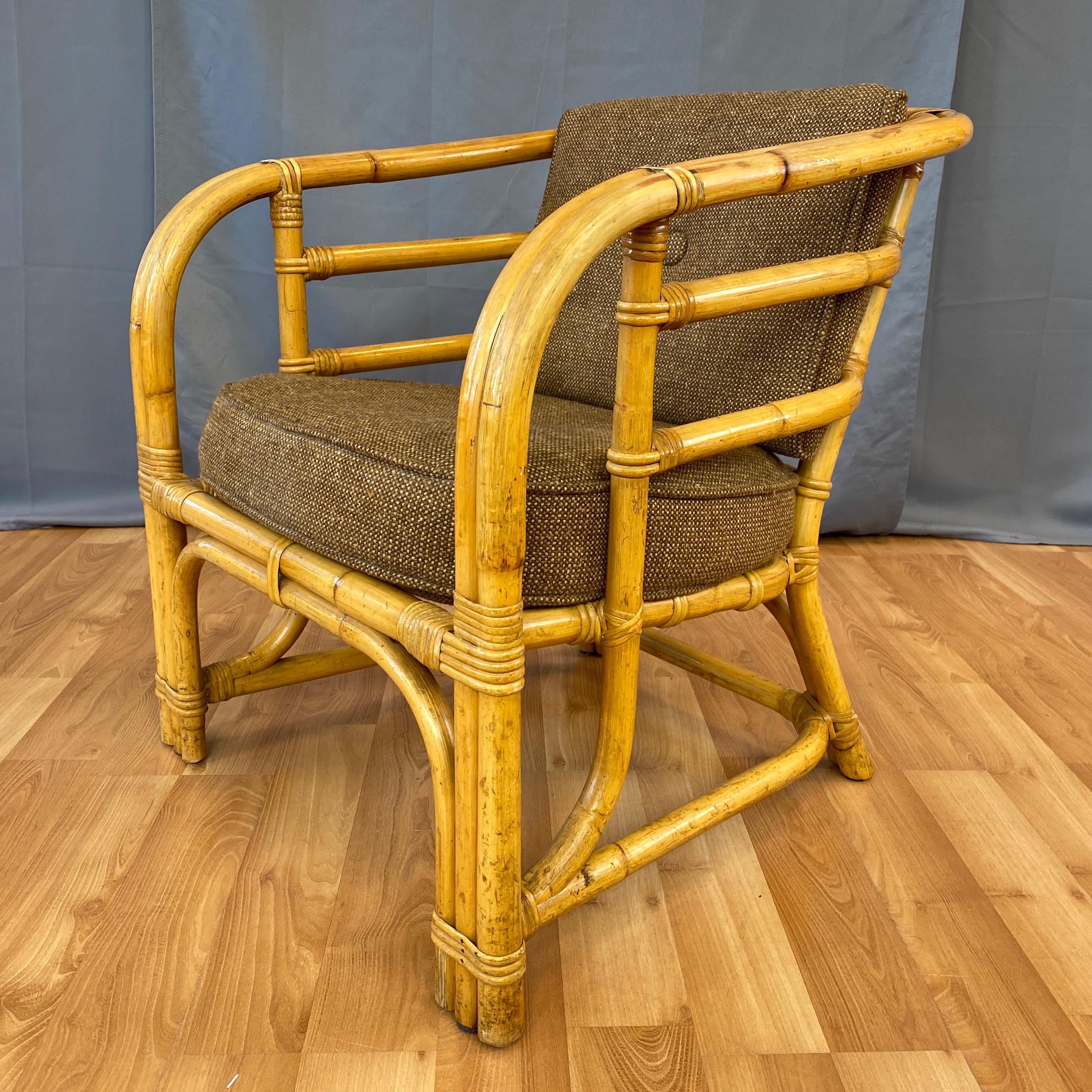 Tropical Sun Co. Rattan Armchair, 1940s In Good Condition In San Francisco, CA