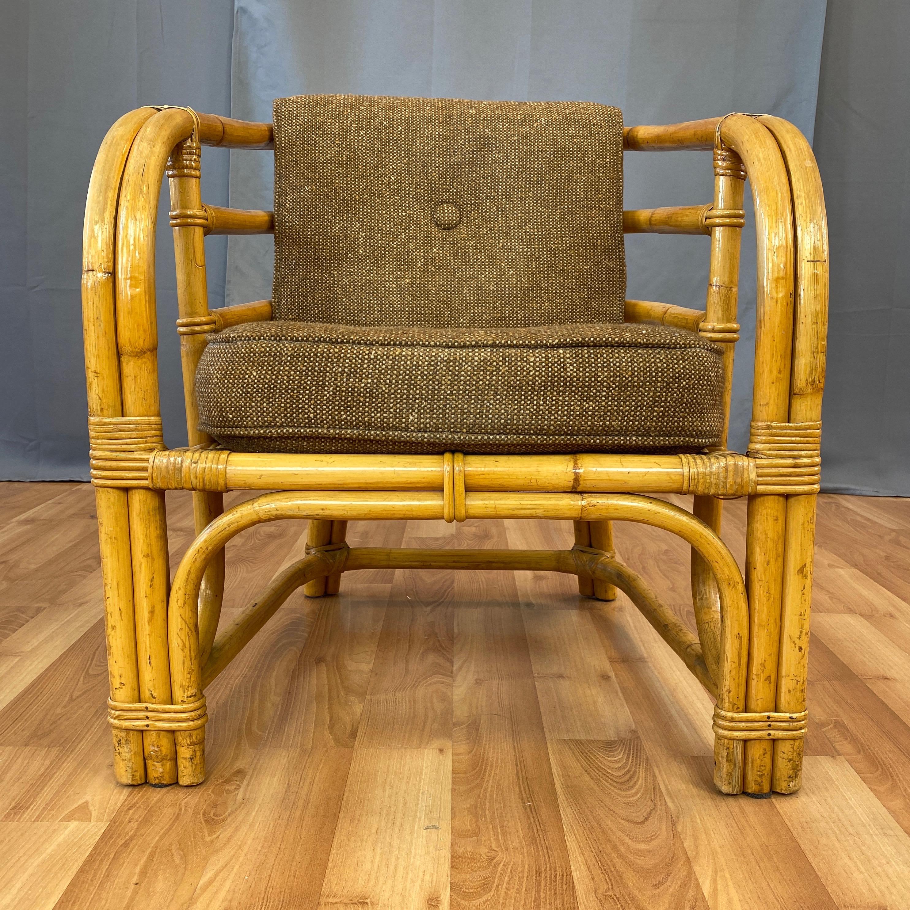 Mid-20th Century Tropical Sun Co. Rattan Armchair, 1940s