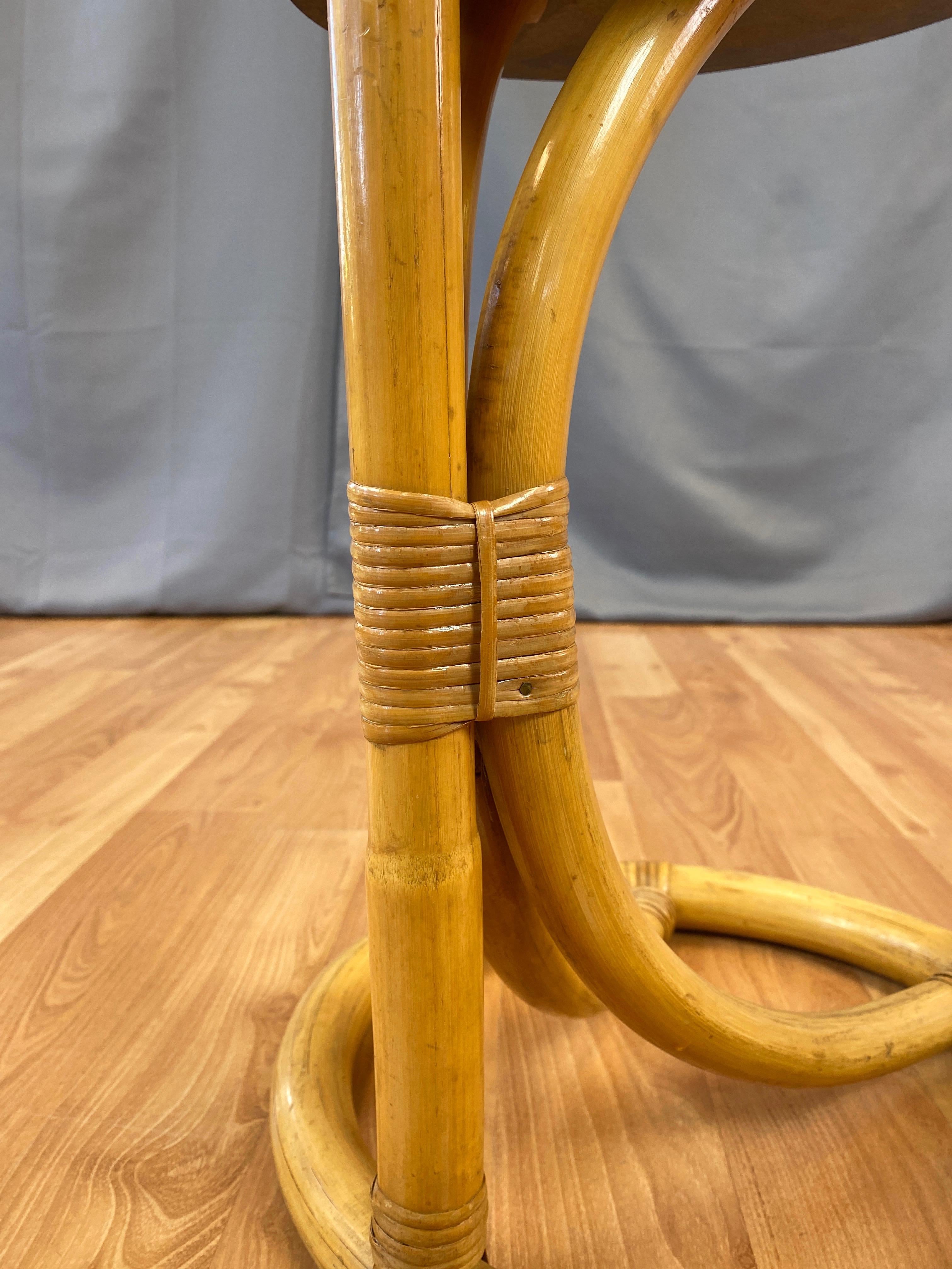 Tropical Sun Co. Rattan & Faux-Mahogany Cigarette Table, 1940s 9