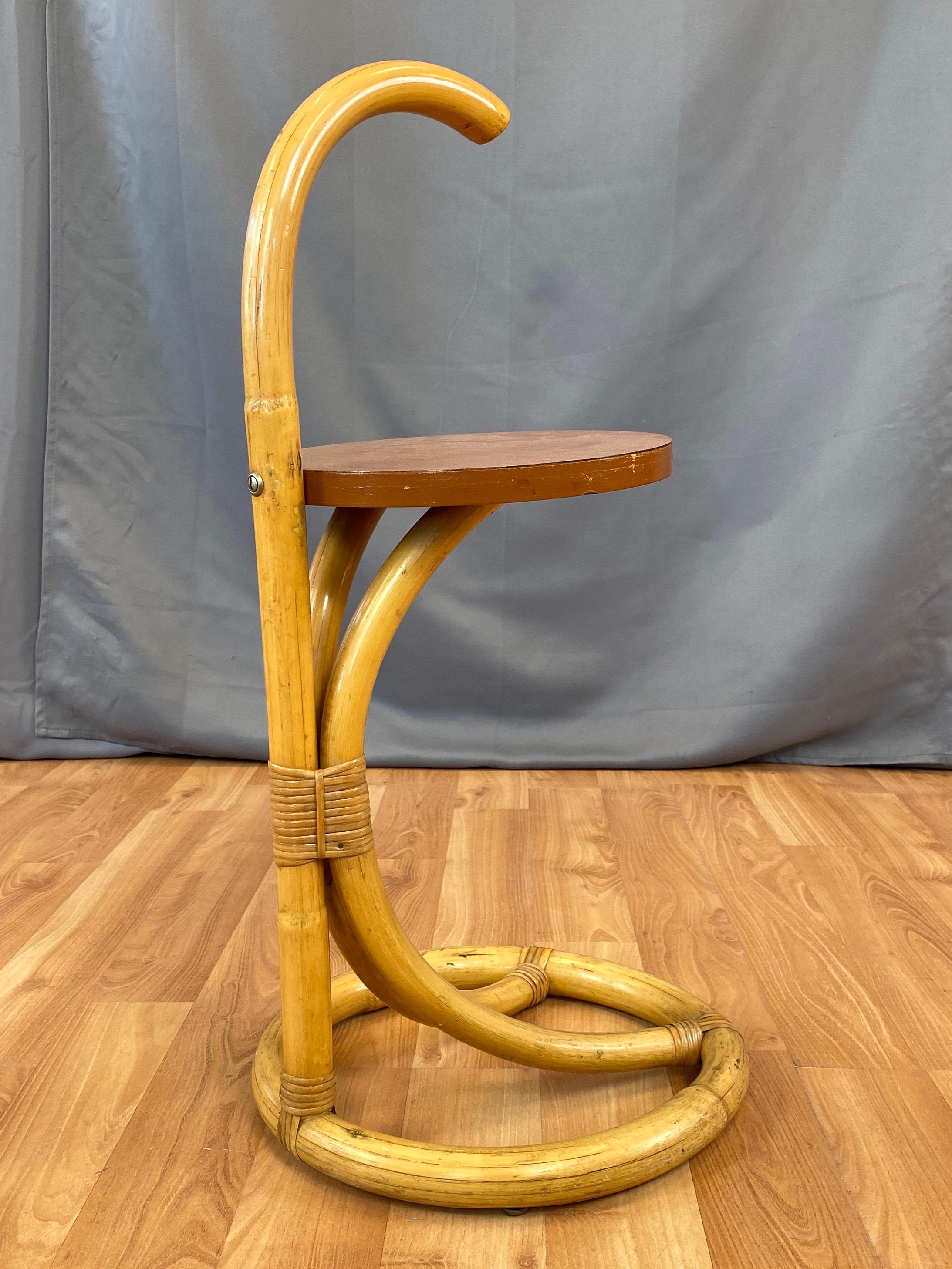 Tropical Sun Co. Rattan & Faux-Mahogany Cigarette Table, 1940s 3