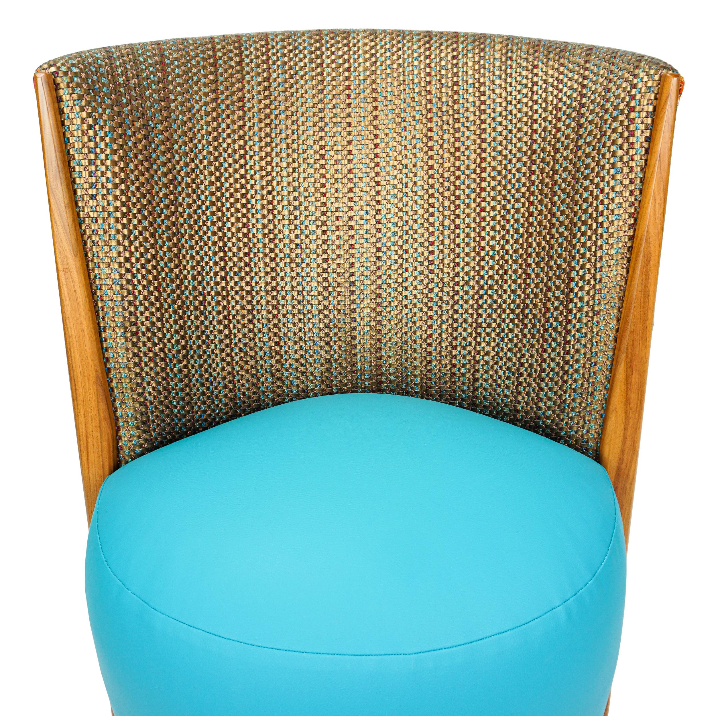 Tropical Swivel Dining Chair with Wenge Wood Accents For Sale 5