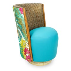 Silla de Comedor Giratoria Tropical con Detalles de Madera Wenge