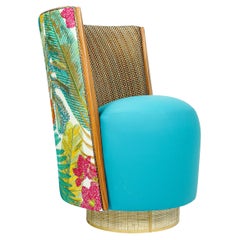 Silla de Comedor Giratoria Tropical con Detalles de Madera Wenge