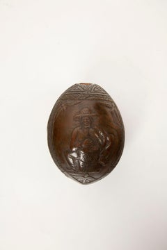 Tropical Tales: Rare 19th-Century French Colonial Carved Coconut Flask