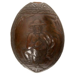 Tropical Tales: Rare 19th-Century French Colonial Carved Coconut Flask