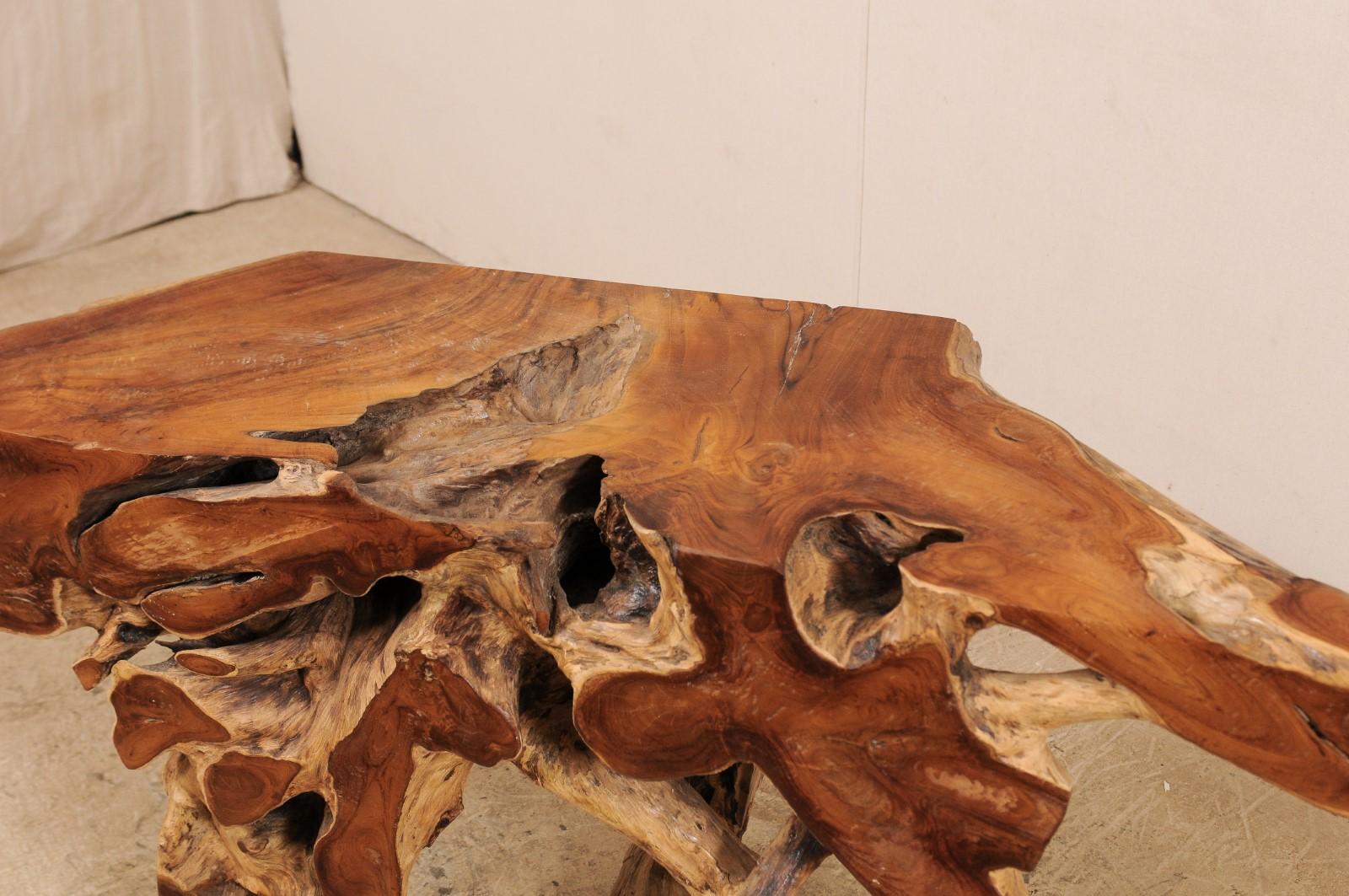 Contemporary Tropical Teak Root Console Table