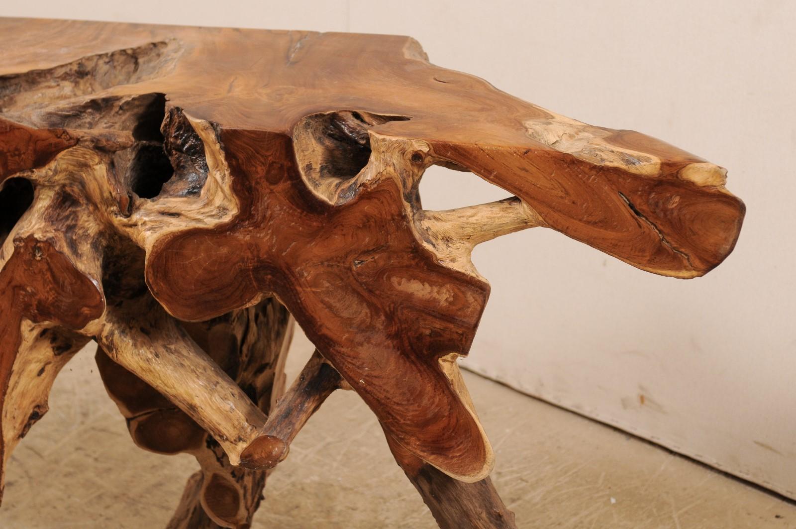 Wood Tropical Teak Root Console Table