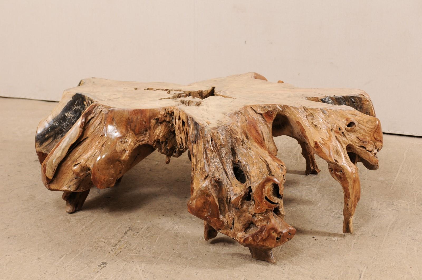 teak stump coffee table