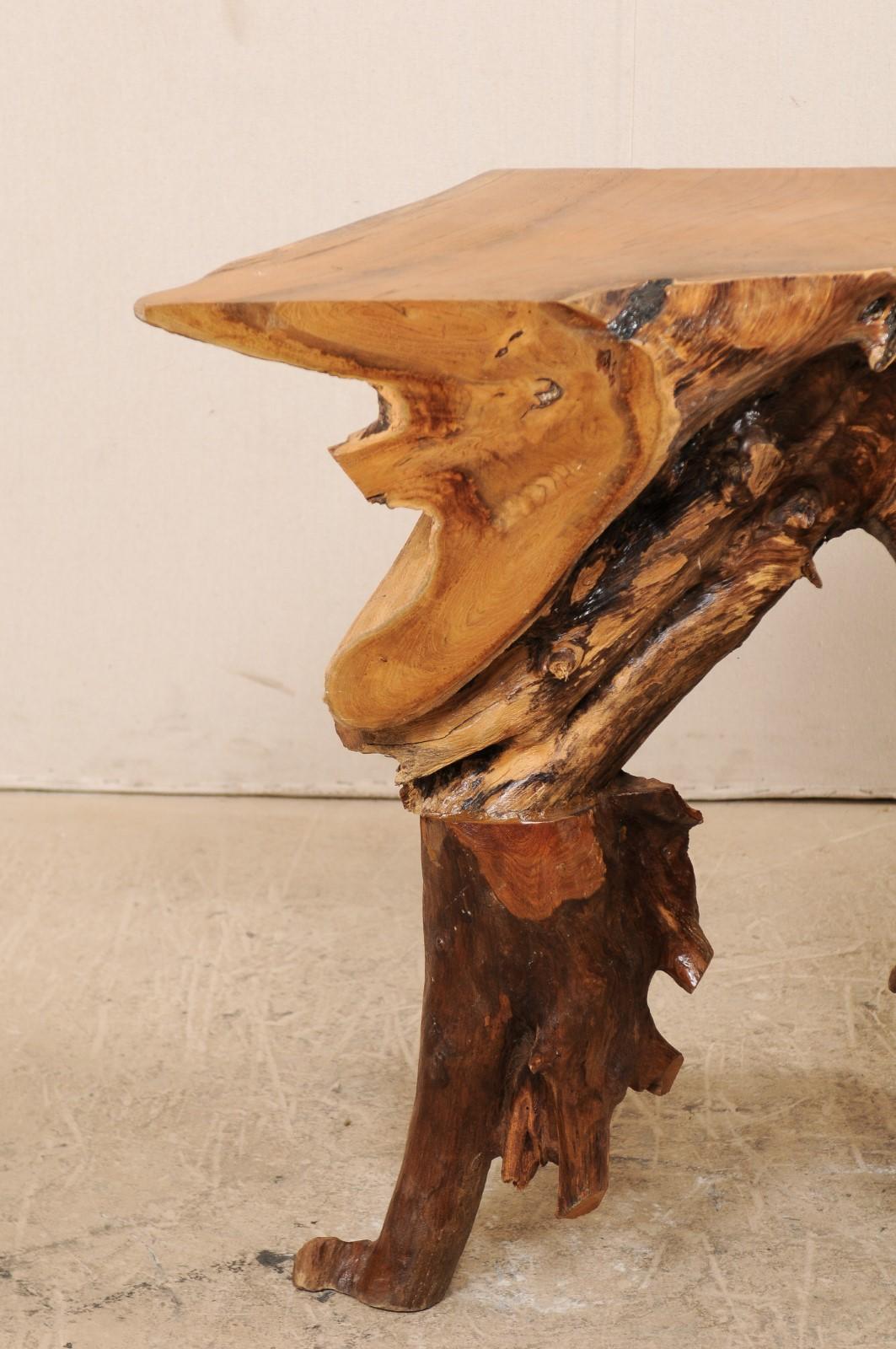 Rustic Tropical Teak Root Hardwood Console Table
