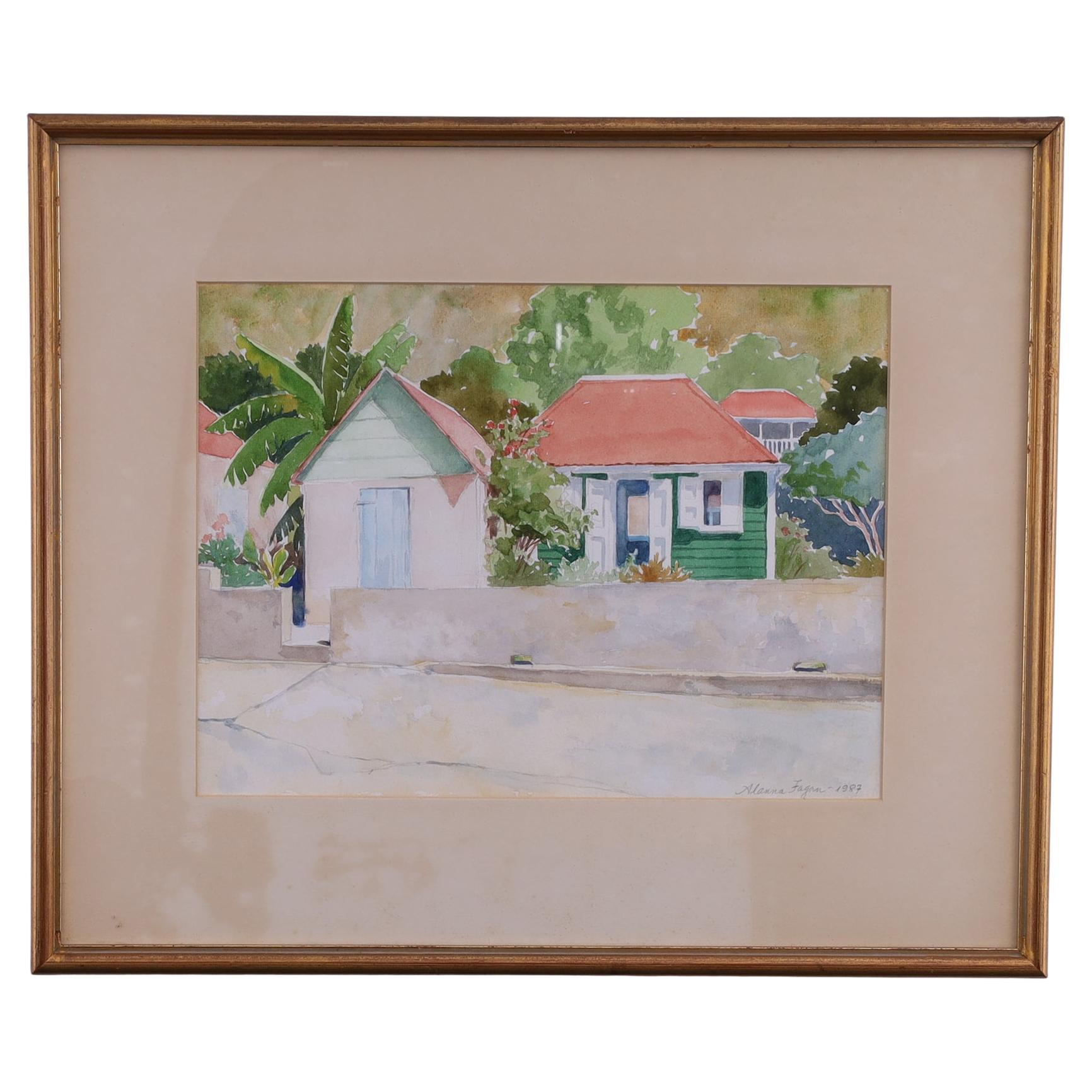Tropical Watercolor Painting on Paper by Alanna Fagan