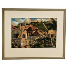 Tropical Watercolor Painting with Buildings by Avery Johnson