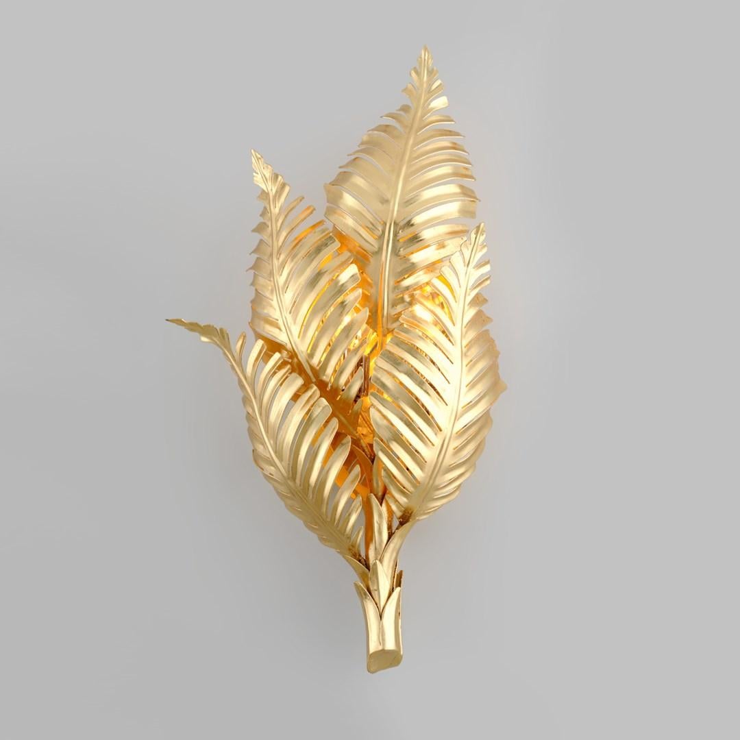Martyn Lawrence Bullard for Corbett Lighting
Tropical-inspired lighting design, on a truly grand scale.
The realistic, intricate palm frond and stem details are rendered out of Hand-Crafted Iron, and then coated in Gold Leaf for unequaled luster and