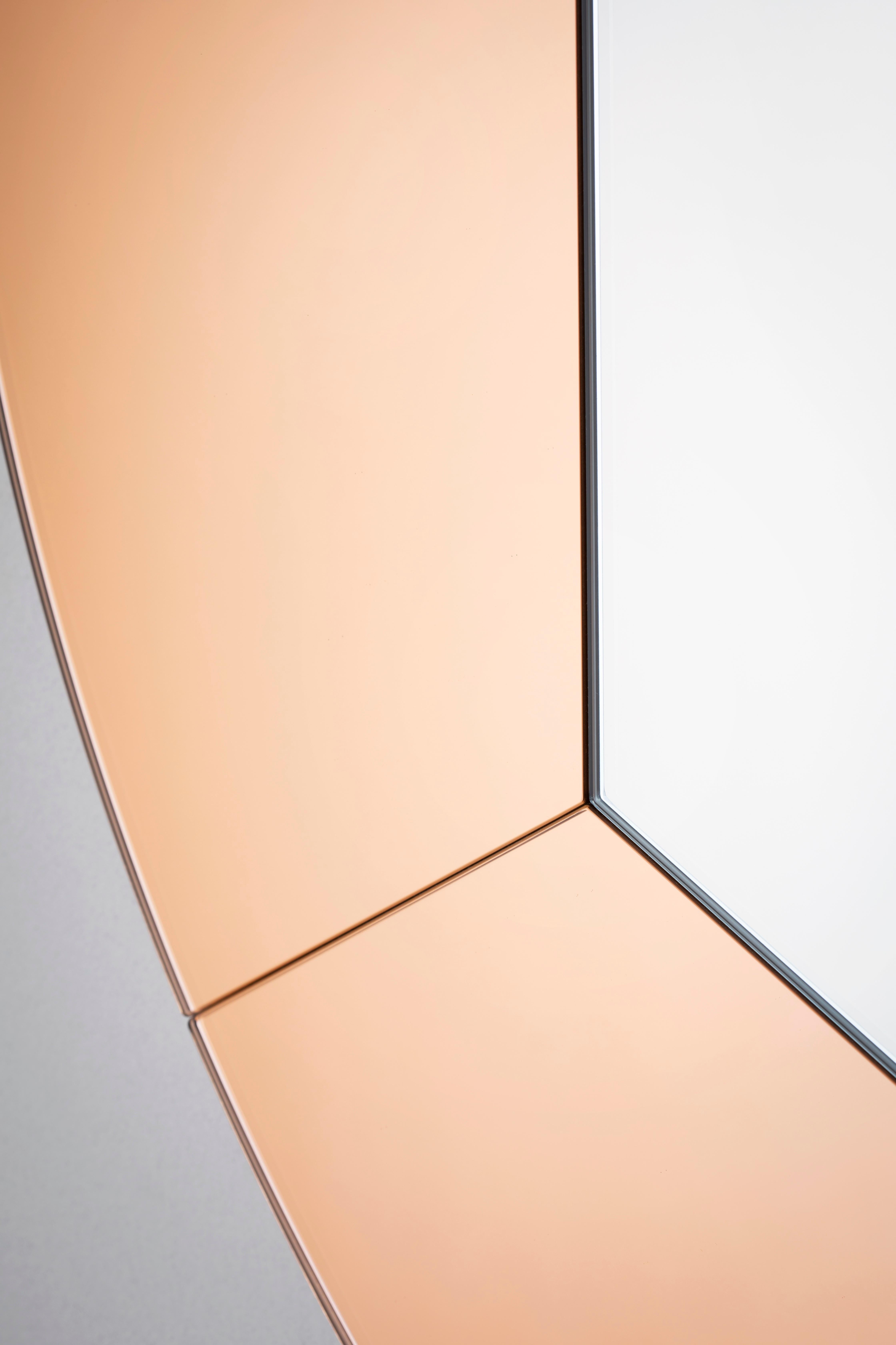 Moderne Grand miroir hexagonal Tropicana avec cadre rose de Matteo Zorzenoni
