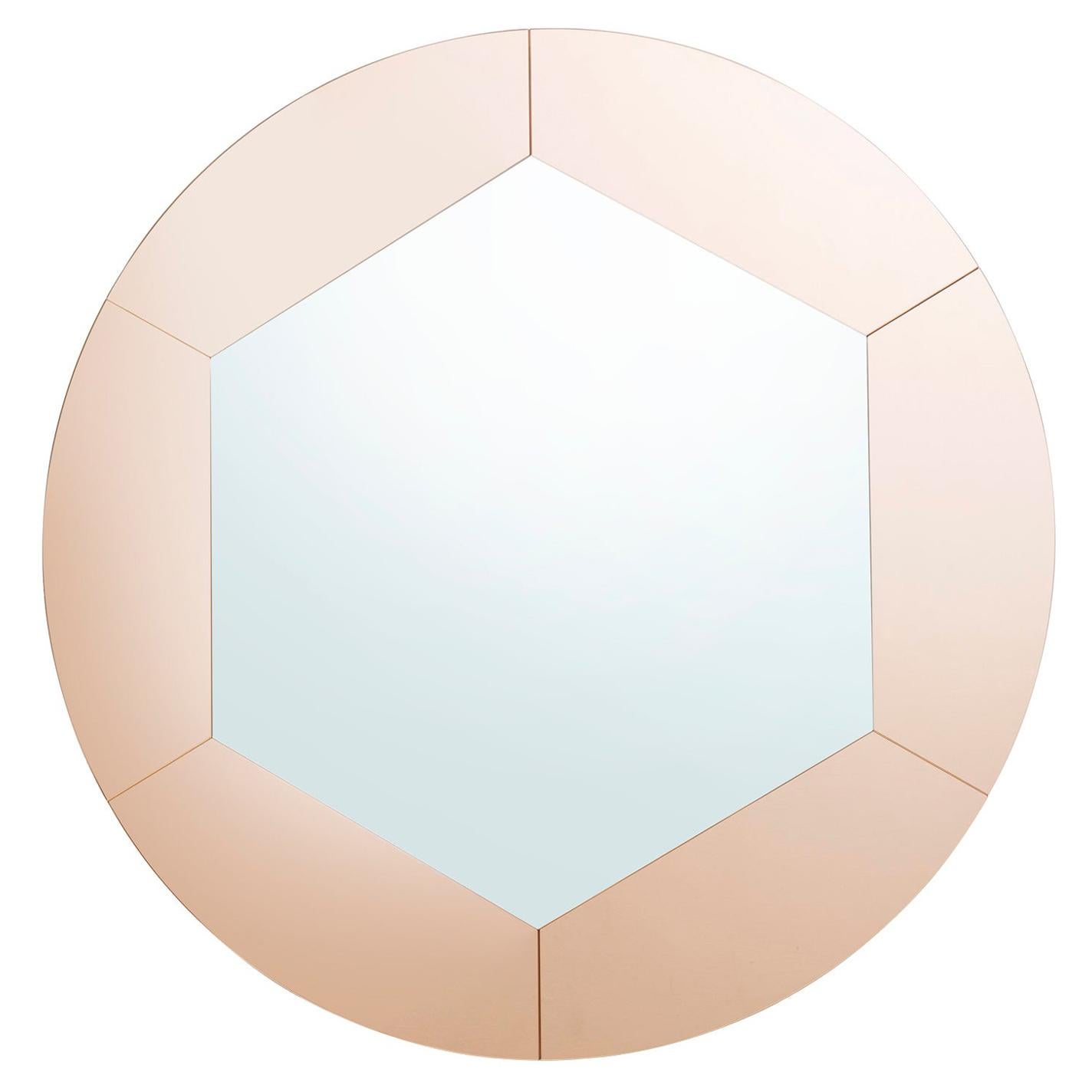 Tropicana Large Hexagon Mirror with Pink Frame by Matteo Zorzenoni