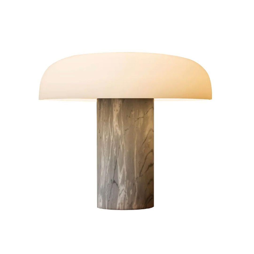 Italian Tropico - Medium Table Lamp - Gray Marble Base Black Top, Fontana Arte For Sale