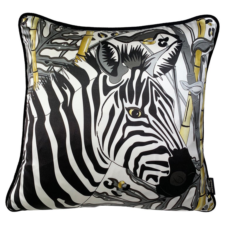 Tropics Collection 'Zebra' Luxury Silk Cushion For Sale at 1stDibs