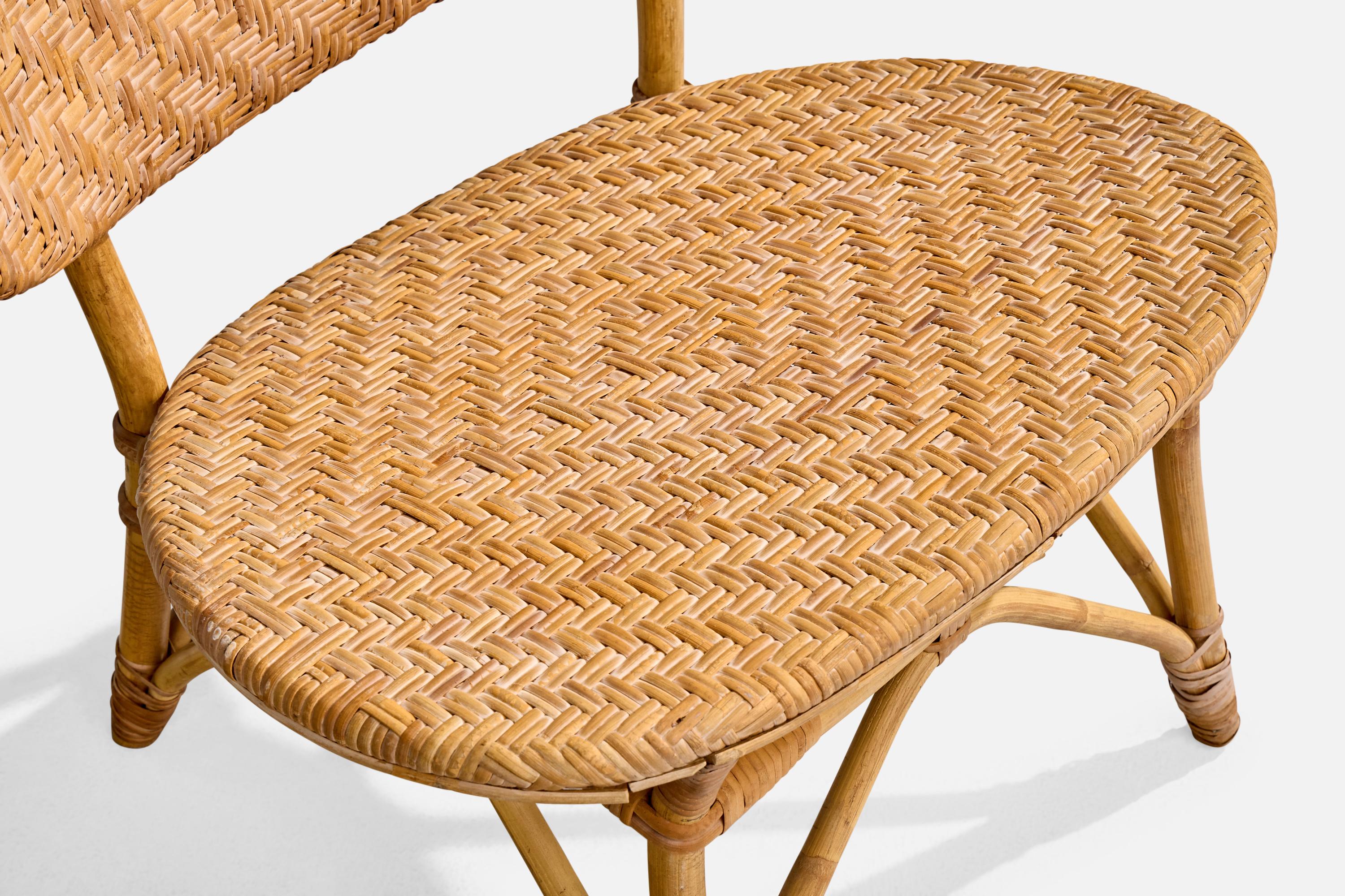 Tropikmöbler Ransta, Slipper Chairs, Bamboo, Rattan, Sweden, 1950s For Sale 4