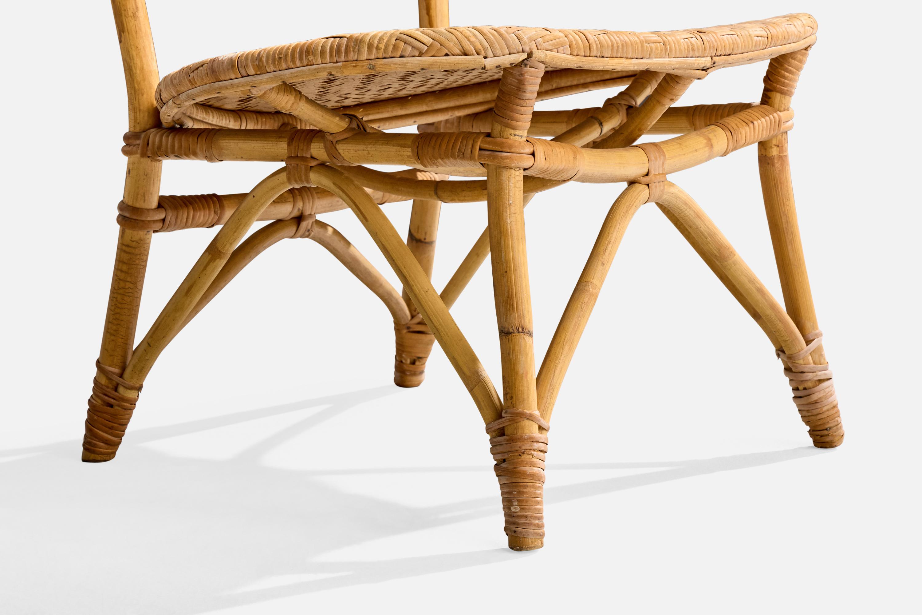 Tropikmöbler Ransta, Slipper Chairs, Bamboo, Rattan, Sweden, 1950s For Sale 5
