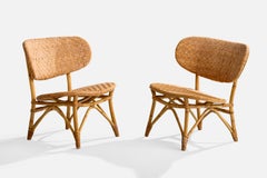 Tropikmöbler Ransta, chaises à pantoufles, bambou, rotin, Suède, années 1950