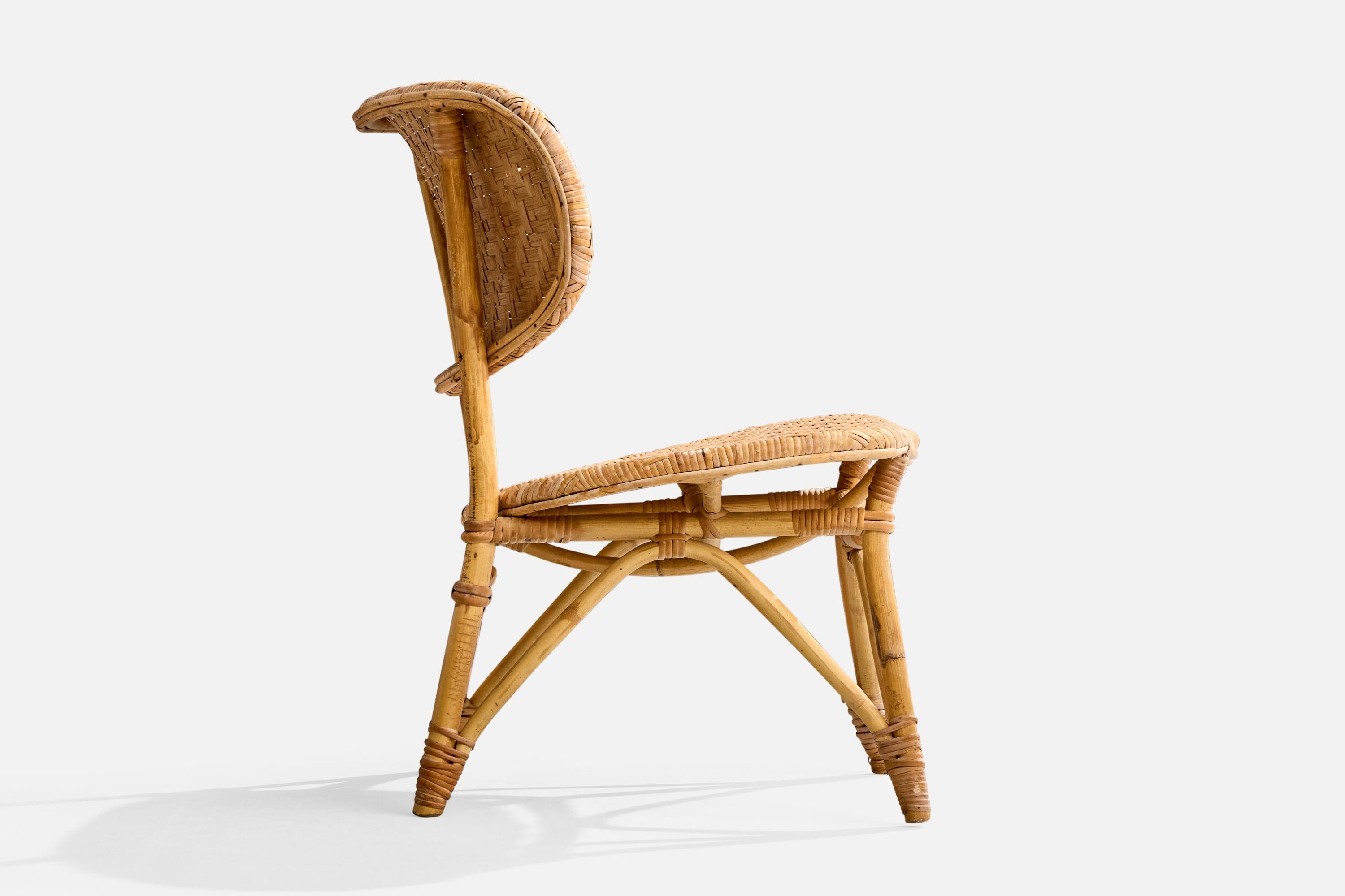 Tropikmöbler Ransta, Slipper Chairs, Bamboo, Rattan, Sweden, 1950s For Sale 1