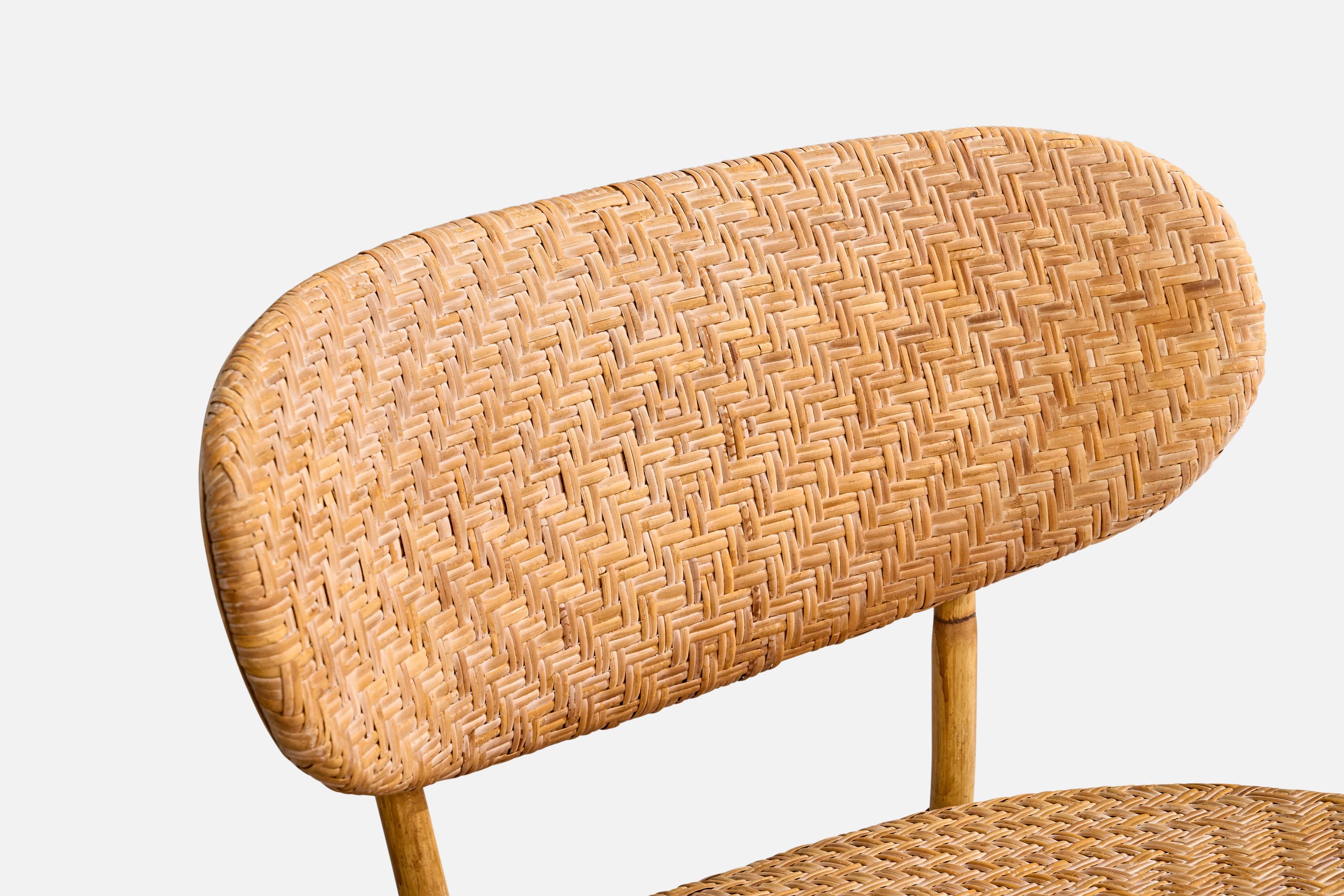 Tropikmöbler Ransta, Slipper Chairs, Bamboo, Rattan, Sweden, 1950s For Sale 3