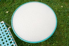 Tropitone Turquoise Webbed Bench & Round Side Table, 1960s