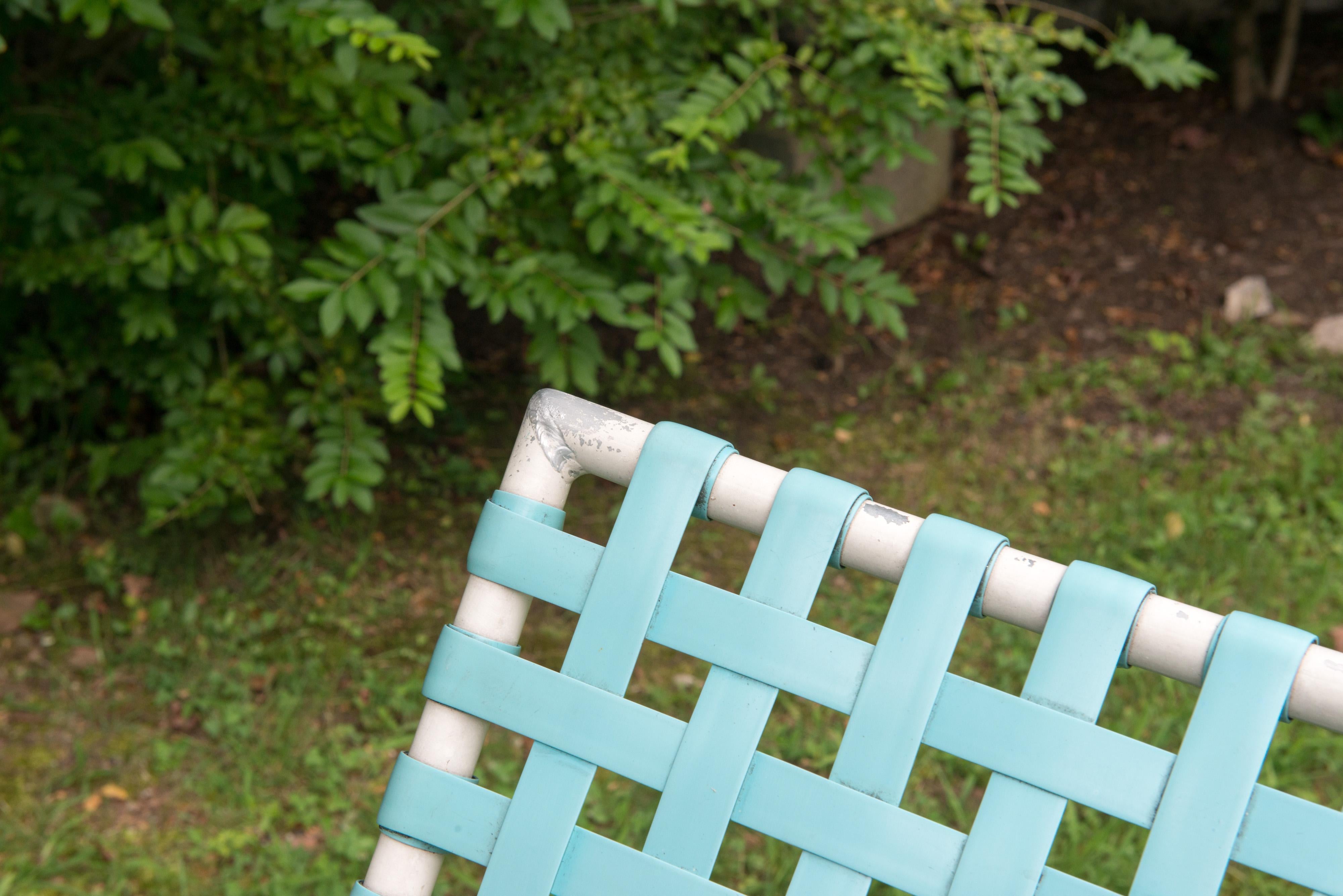 Poudré Chaise longue à sangles Tropitone Turquoise, années 1960 en vente
