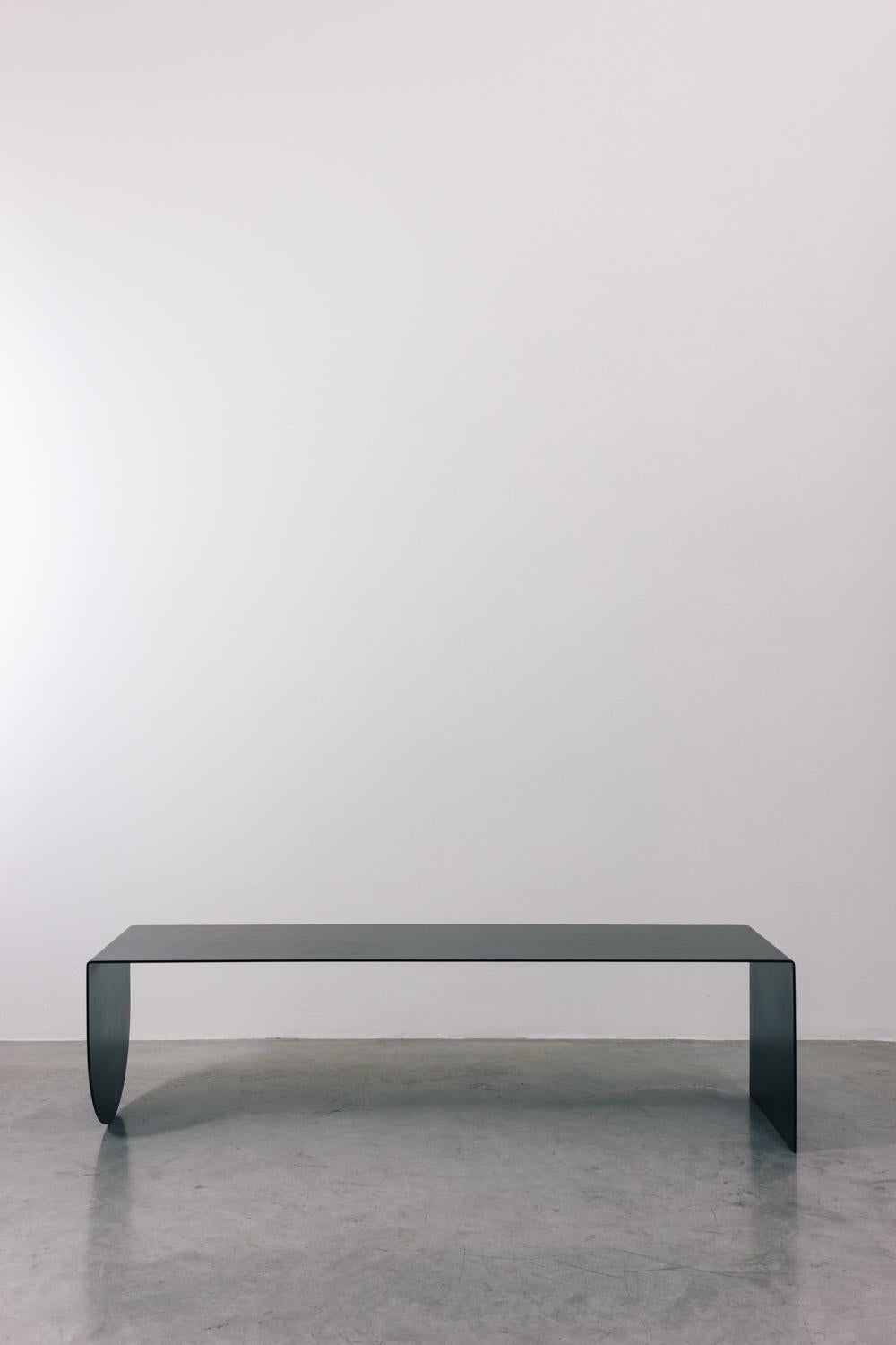 Minimalist Tropos Collection, Military Green Steel Bench For Sale