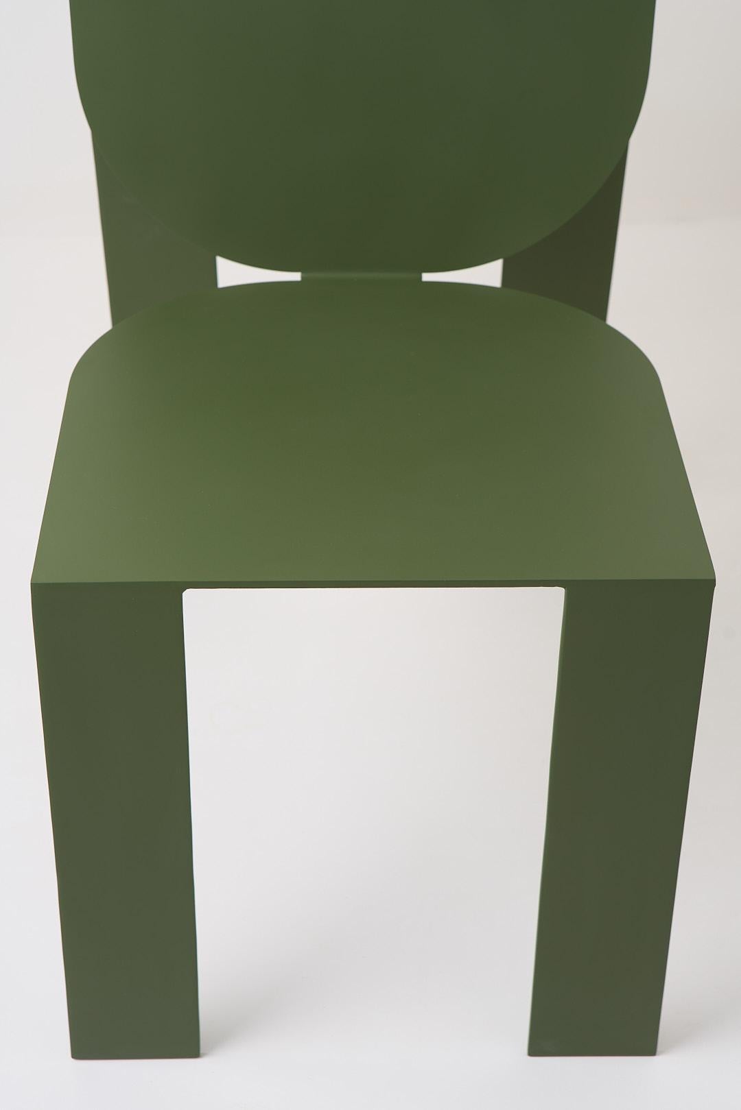 Tropos Collection, Military Green Steel Chair For Sale 5