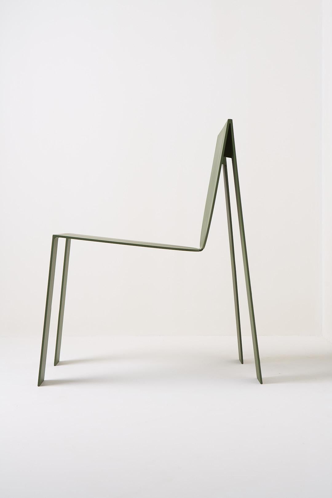 Tropos Collection, Military Green Steel Chair In New Condition For Sale In Santa Edwiges, MG