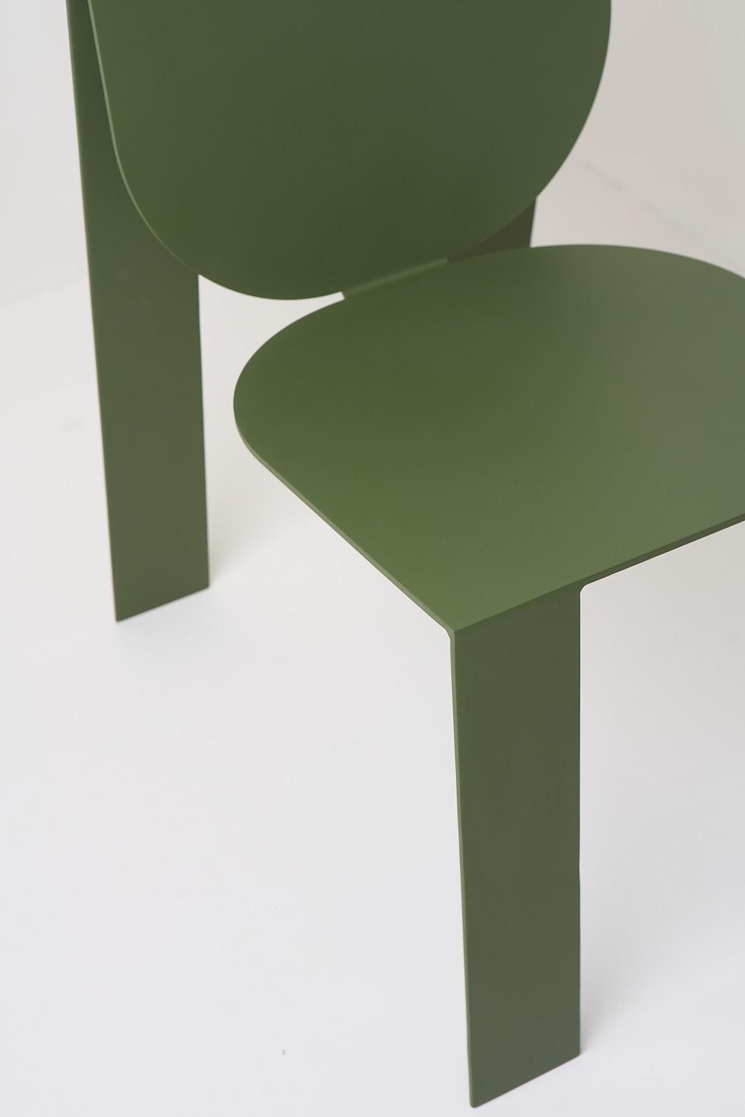 Tropos Collection, Military Green Steel Chair For Sale 1