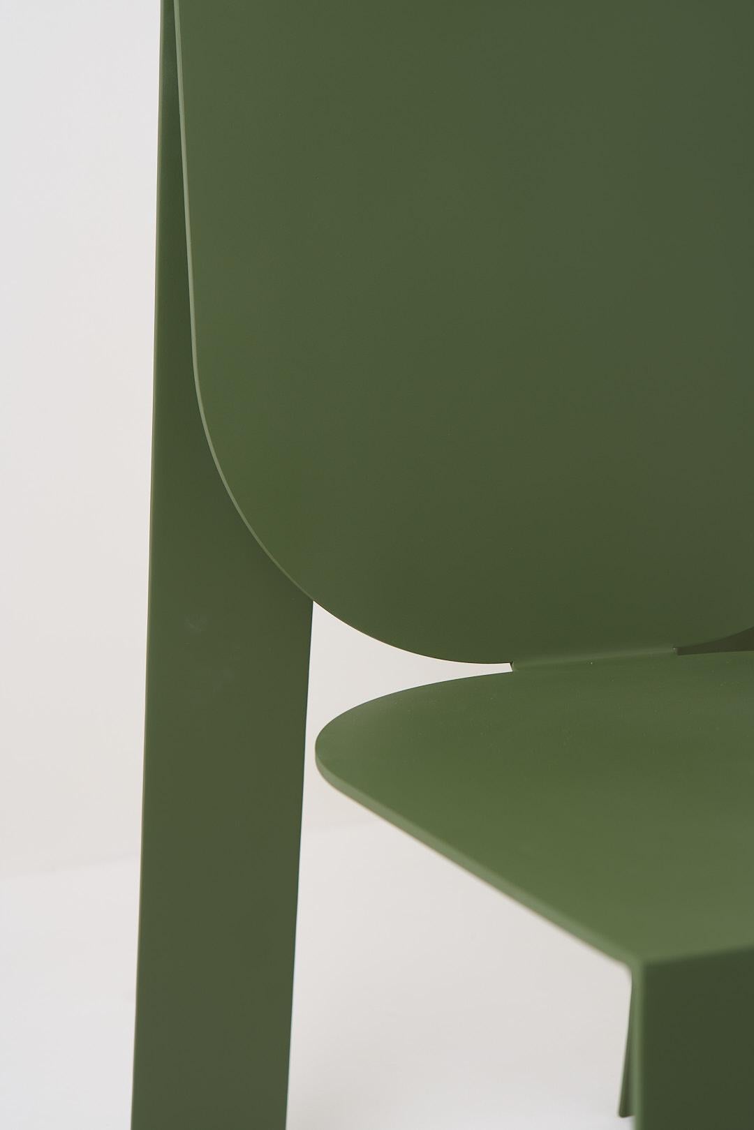 Tropos Collection, Military Green Steel Chair For Sale 2