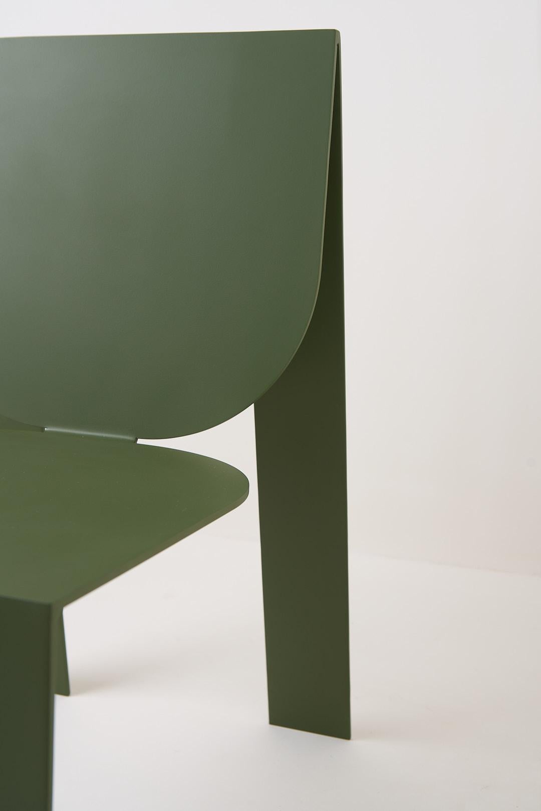 Tropos Collection, Military Green Steel Chair For Sale 3