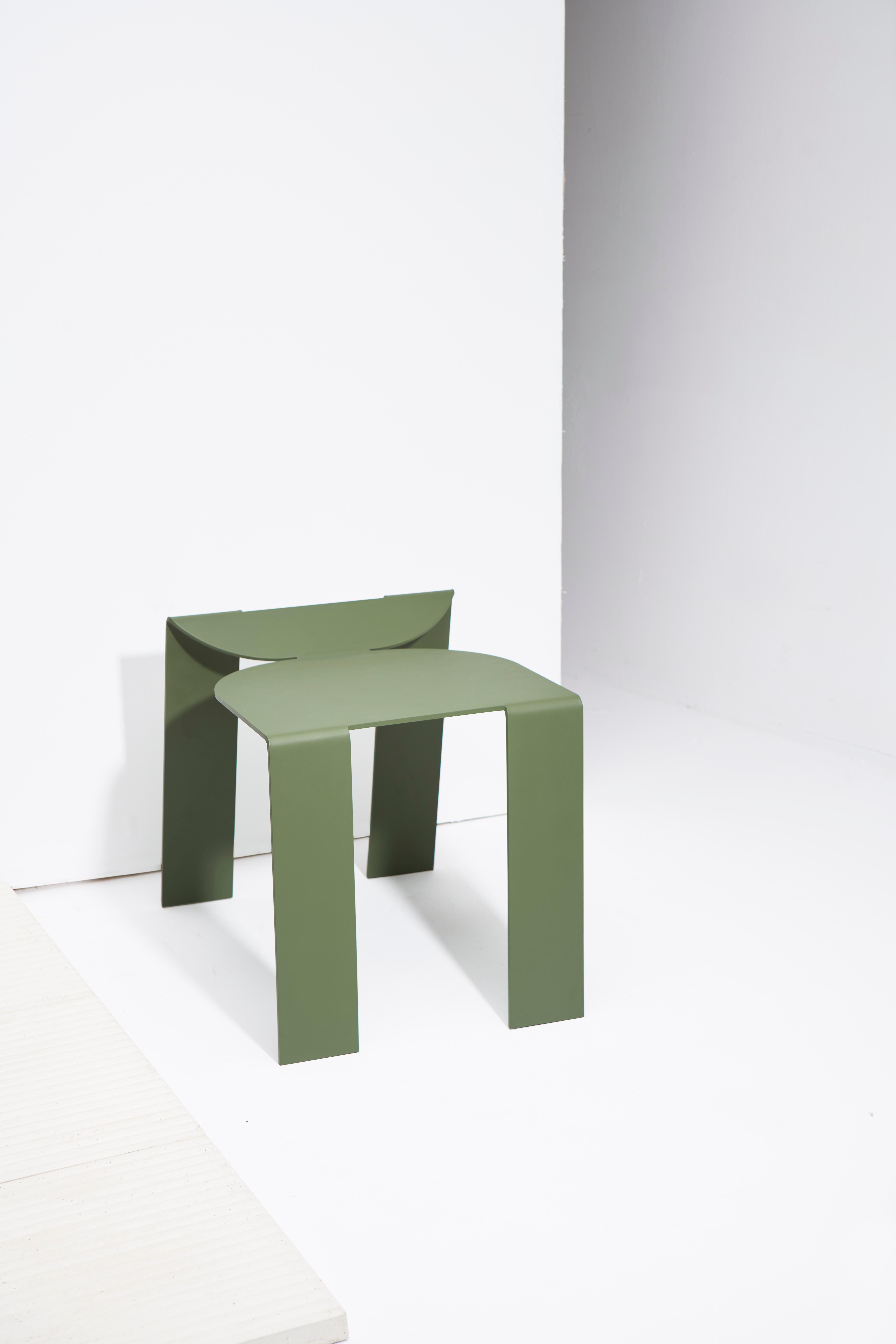 Minimalist Tropos Collection, Brazilian Contemporary Stool in Steel For Sale