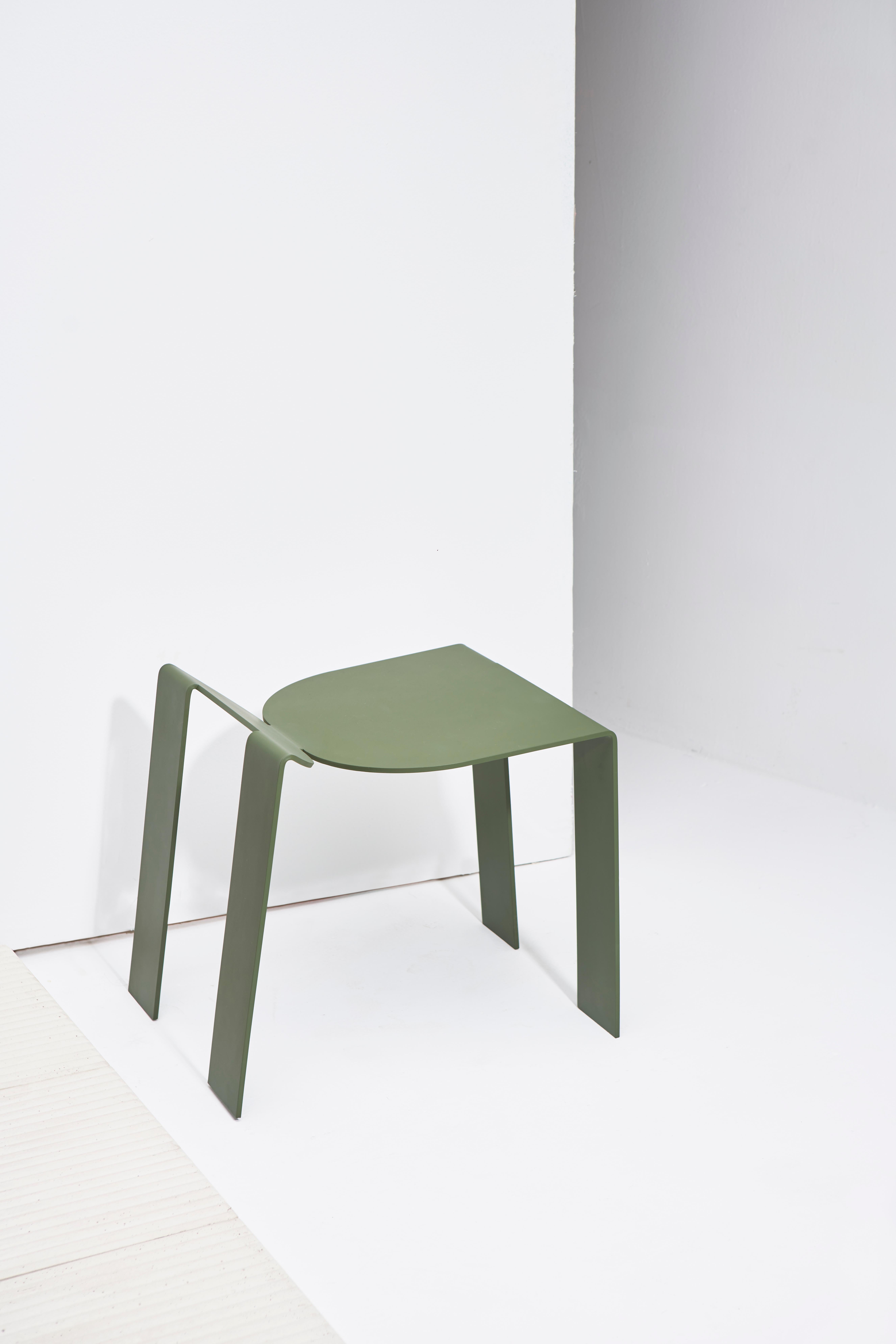 Painted Tropos Collection, Brazilian Contemporary Stool in Steel For Sale