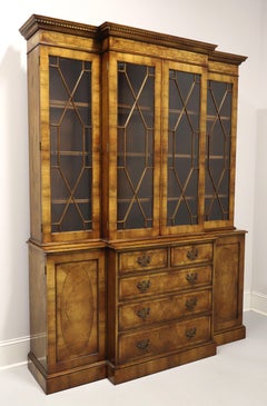 TROSBY Burlwood & Oak Chippendale Breakfront China Cabinet