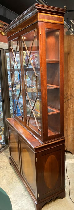 Trosby Furniture Sussex Georgian Style Mahogany and Yew Wood Lighted Cabinet