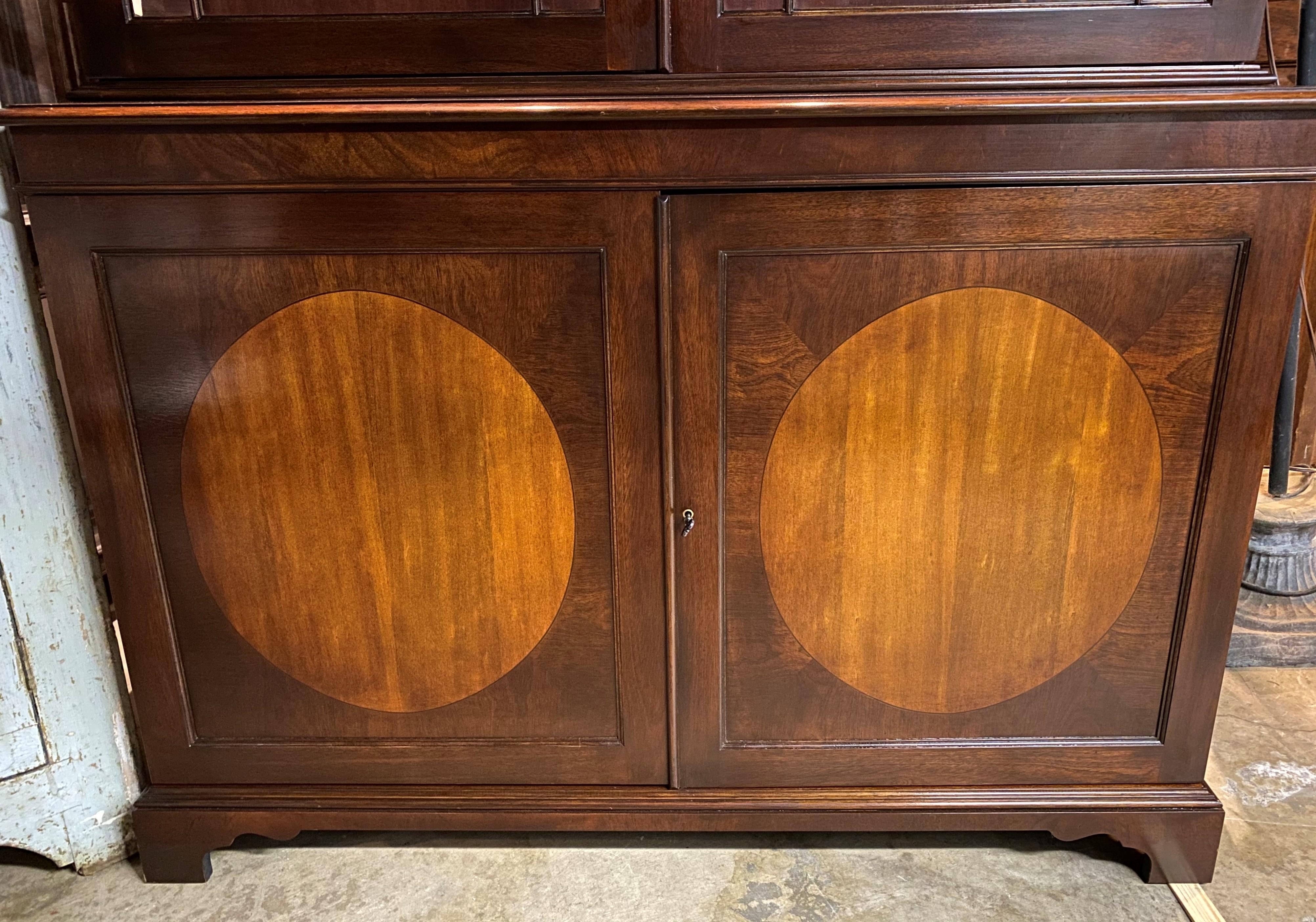 Trosby Furniture Sussex Georgian Style Mahogany and Yew Wood Lighted Cabinet 1