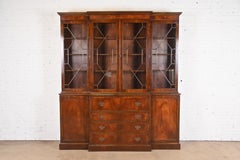 Trosby Georgian Mahogany Breakfront Bookcase Cabinet With Secretary Desk