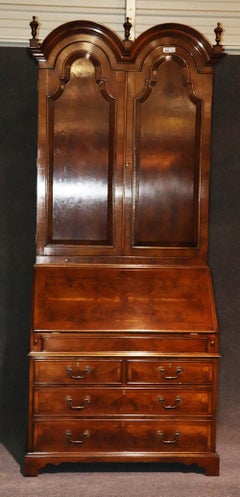 Trosby TC1103 Solid Walnut Queen Anne Double Bonnet Top Secretary Desk