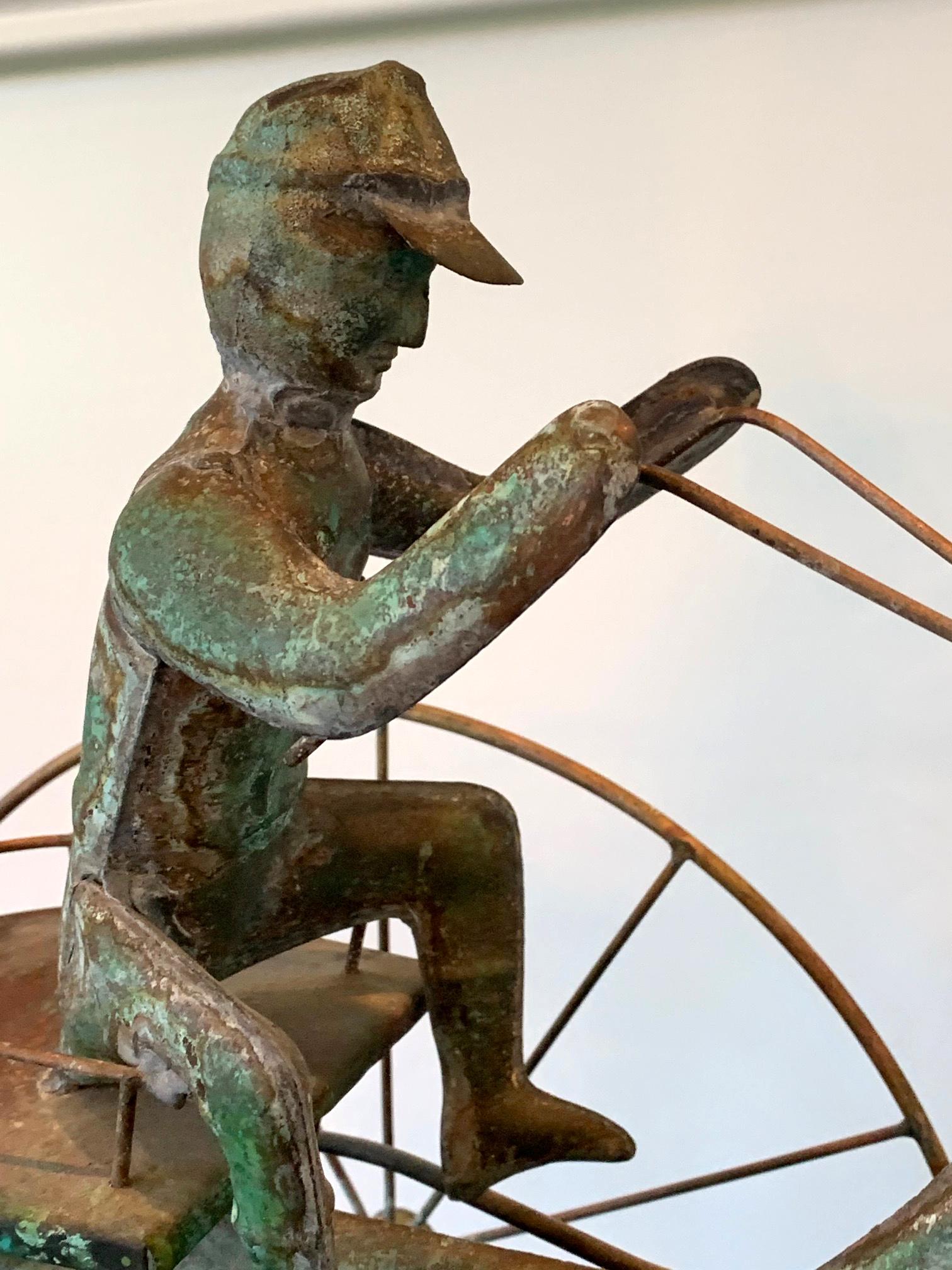 Trotting Horse with Sulky Copper Weathervane on Display 1
