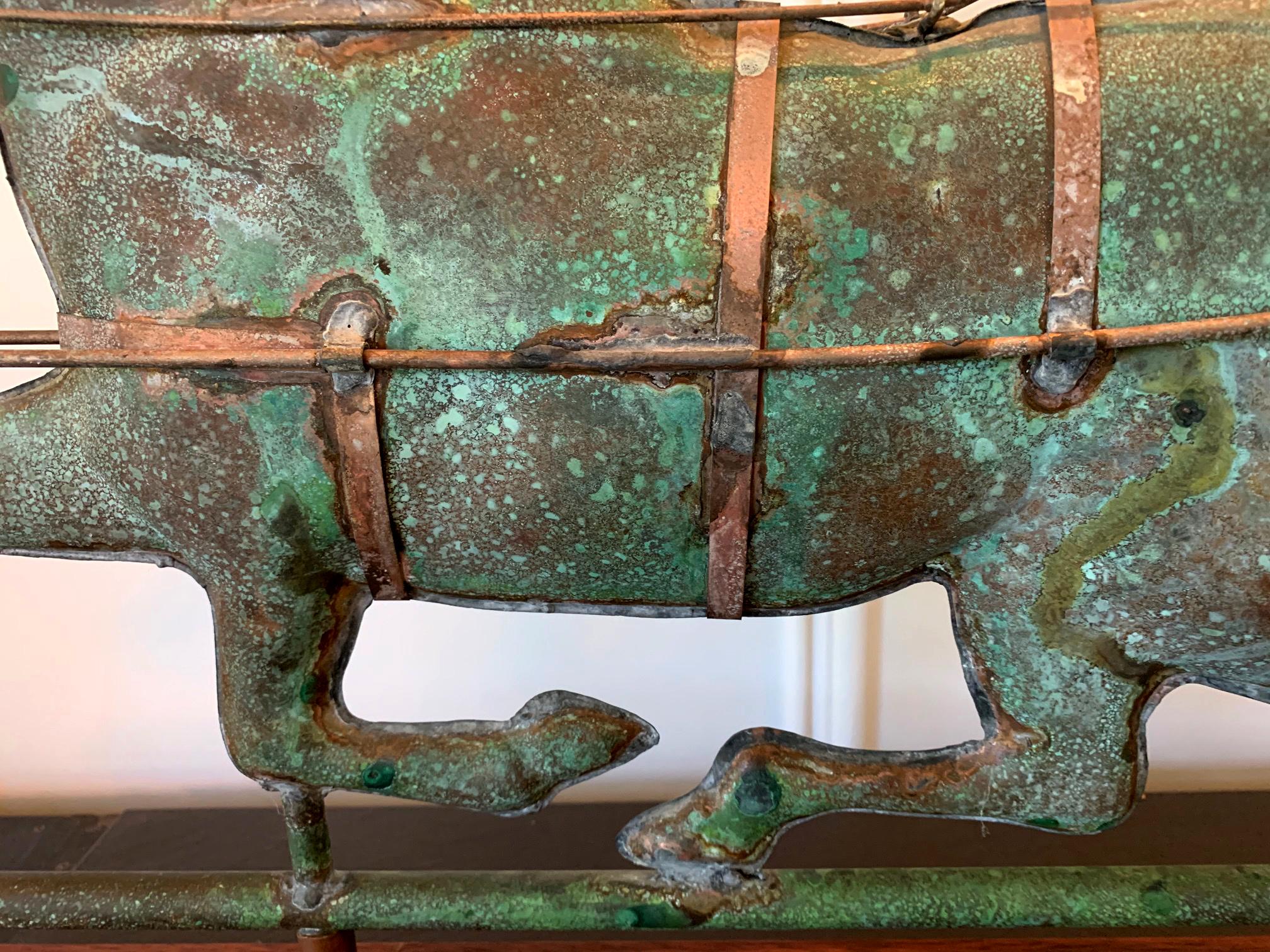 Trotting Horse with Sulky Copper Weathervane on Display 3