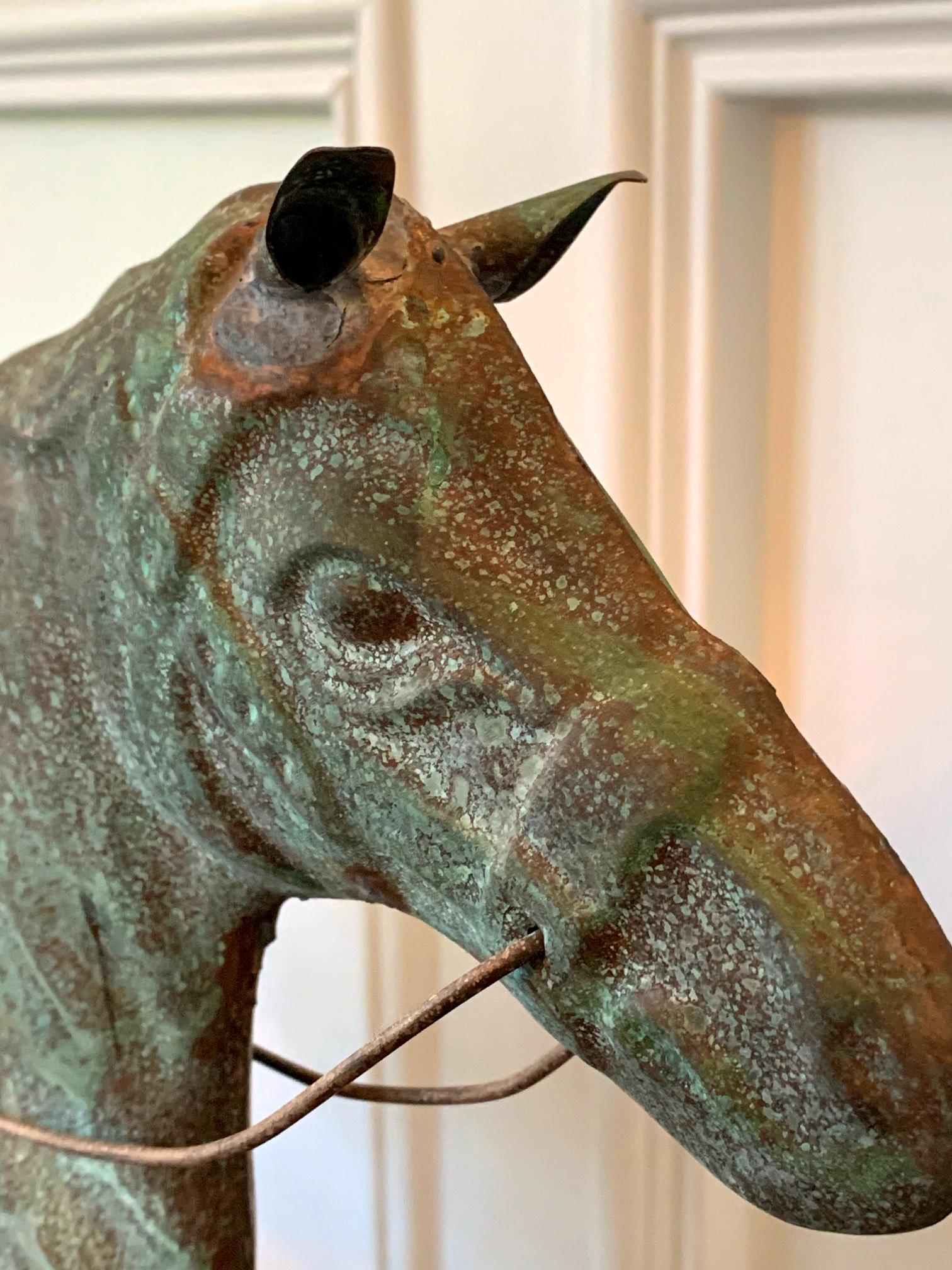 Trotting Horse with Sulky Copper Weathervane on Display 4