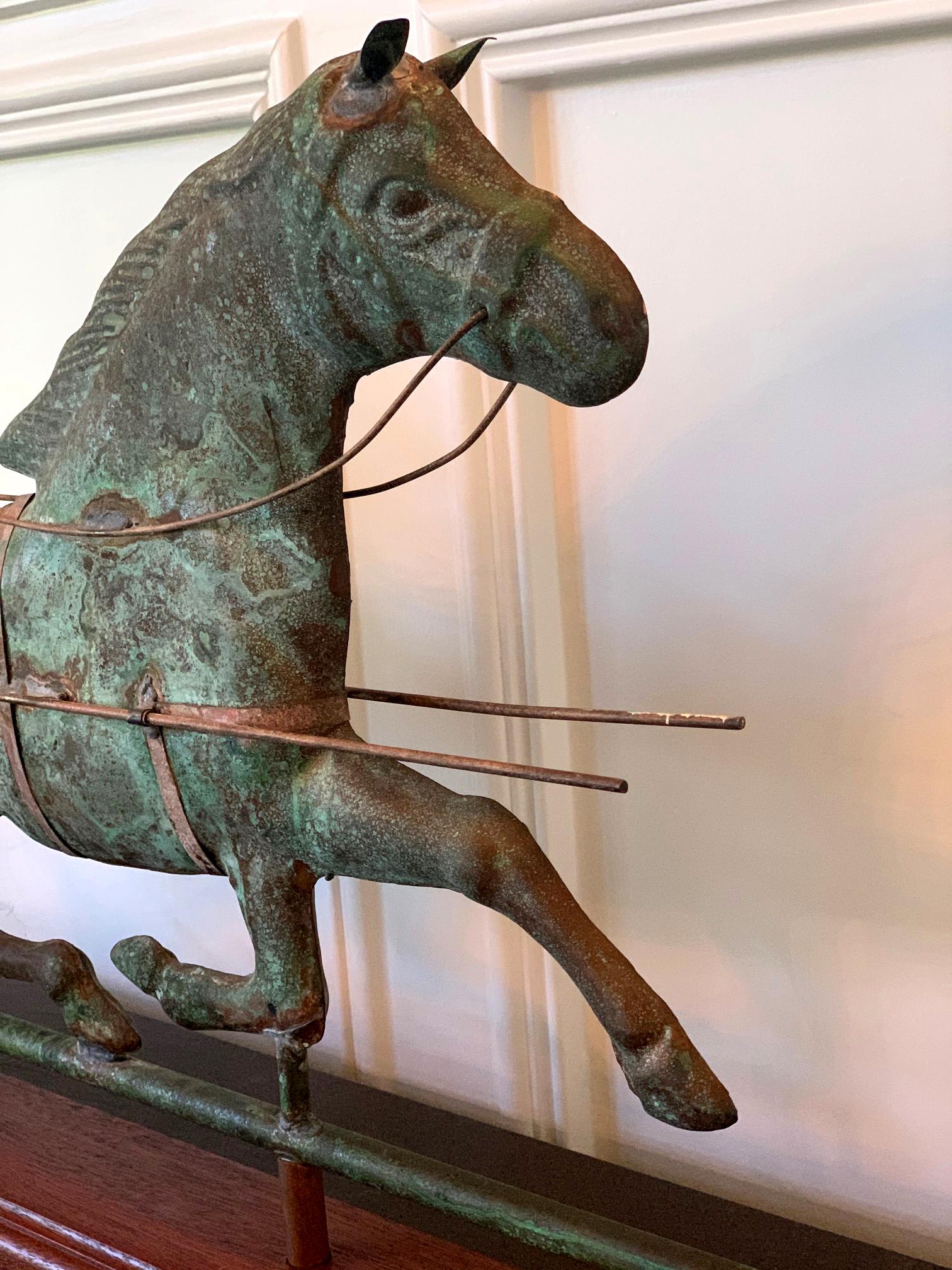 Trotting Horse with Sulky Copper Weathervane on Display 5